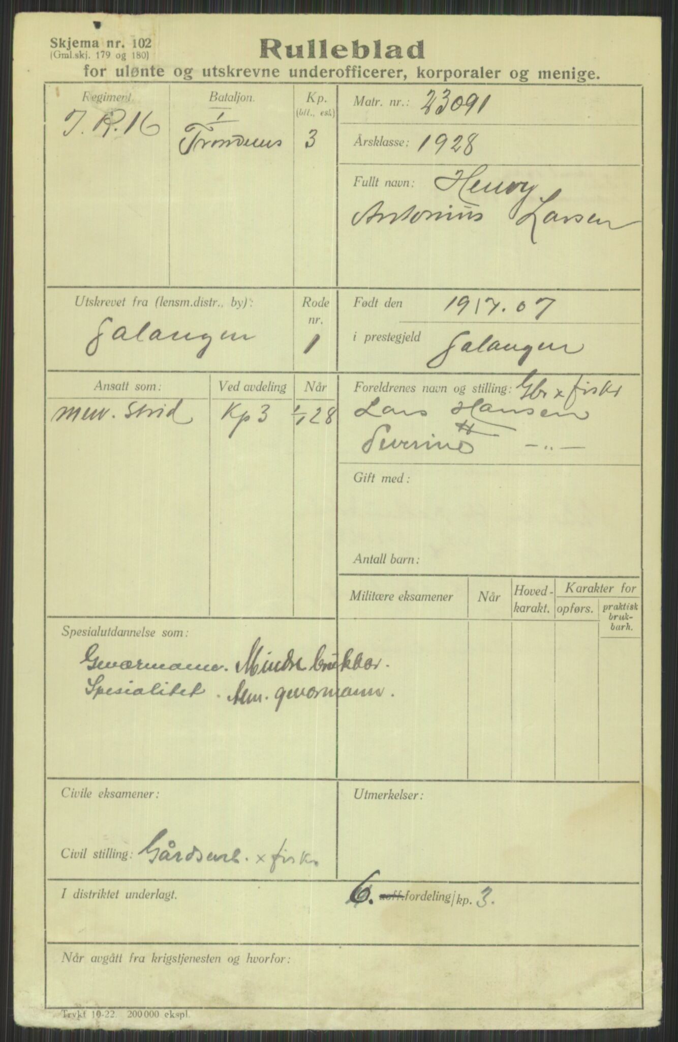 Forsvaret, Troms infanteriregiment nr. 16, AV/RA-RAFA-3146/P/Pa/L0013/0003: Rulleblad / Rulleblad for regimentets menige mannskaper, årsklasse 1928, 1928, p. 439