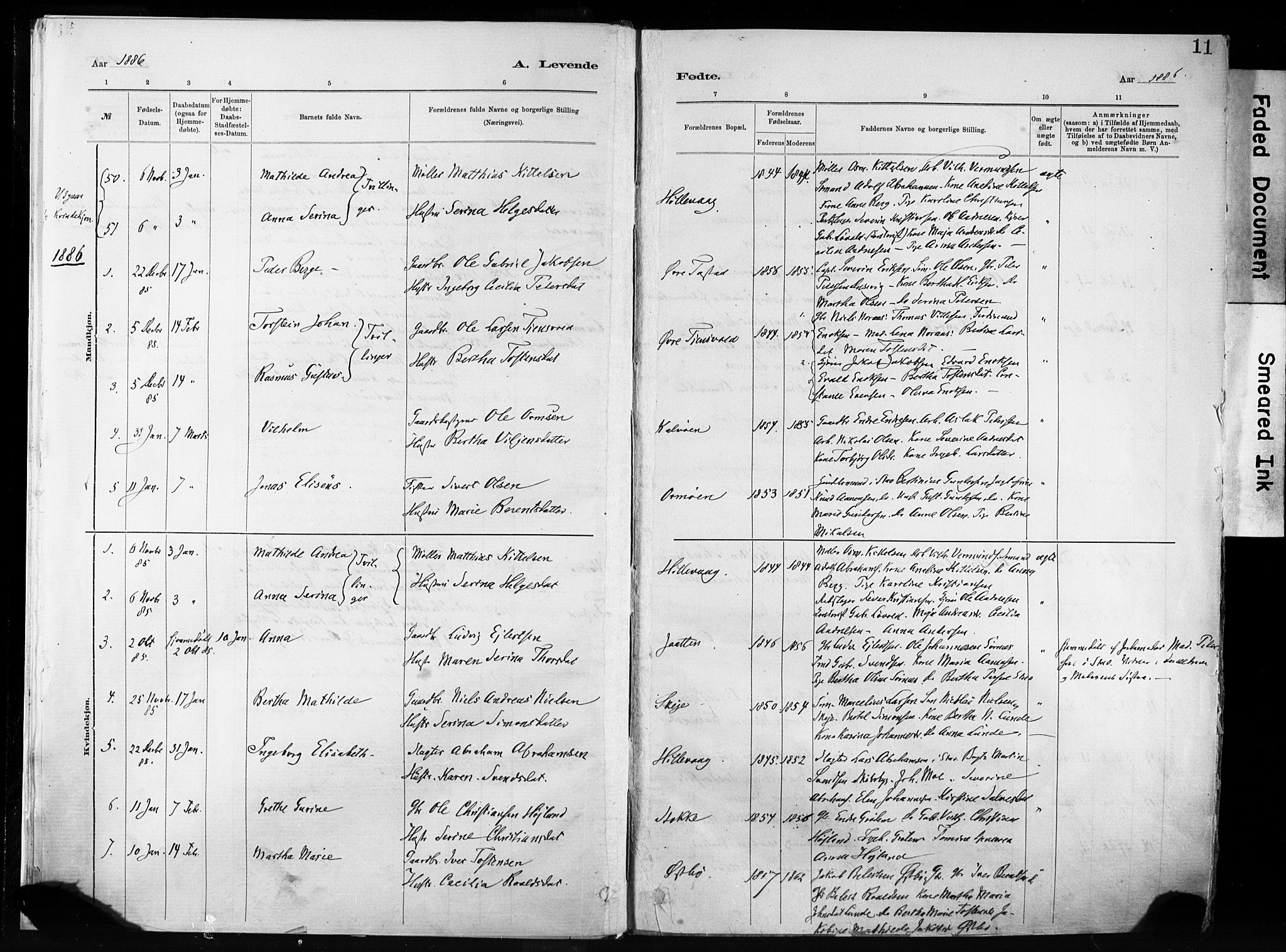Hetland sokneprestkontor, SAST/A-101826/30/30BA/L0011: Parish register (official) no. A 11, 1884-1911, p. 11