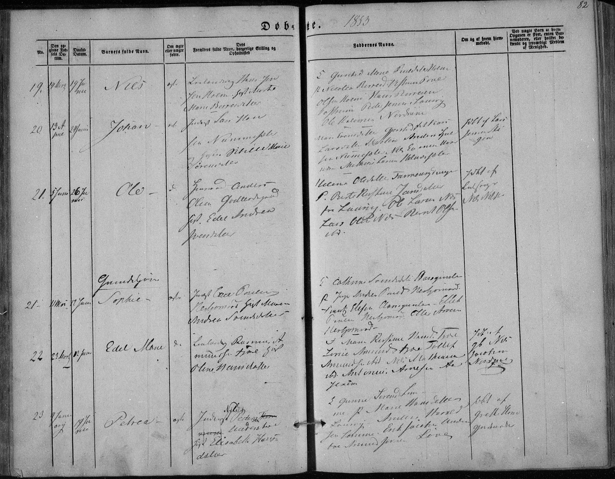 Hedrum kirkebøker, AV/SAKO-A-344/F/Fa/L0006: Parish register (official) no. I 6, 1849-1857, p. 82