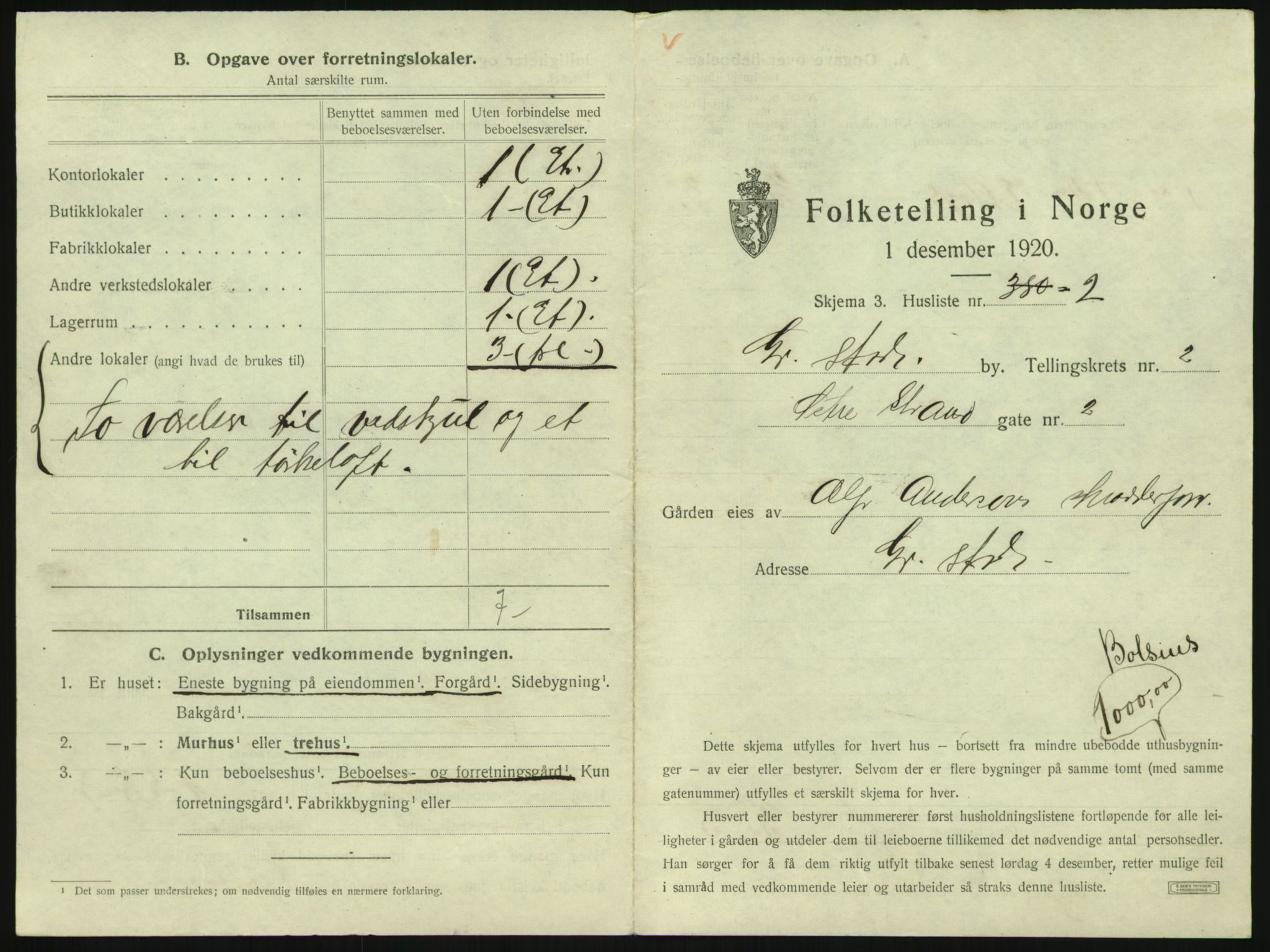 SAK, 1920 census for Grimstad, 1920, p. 209