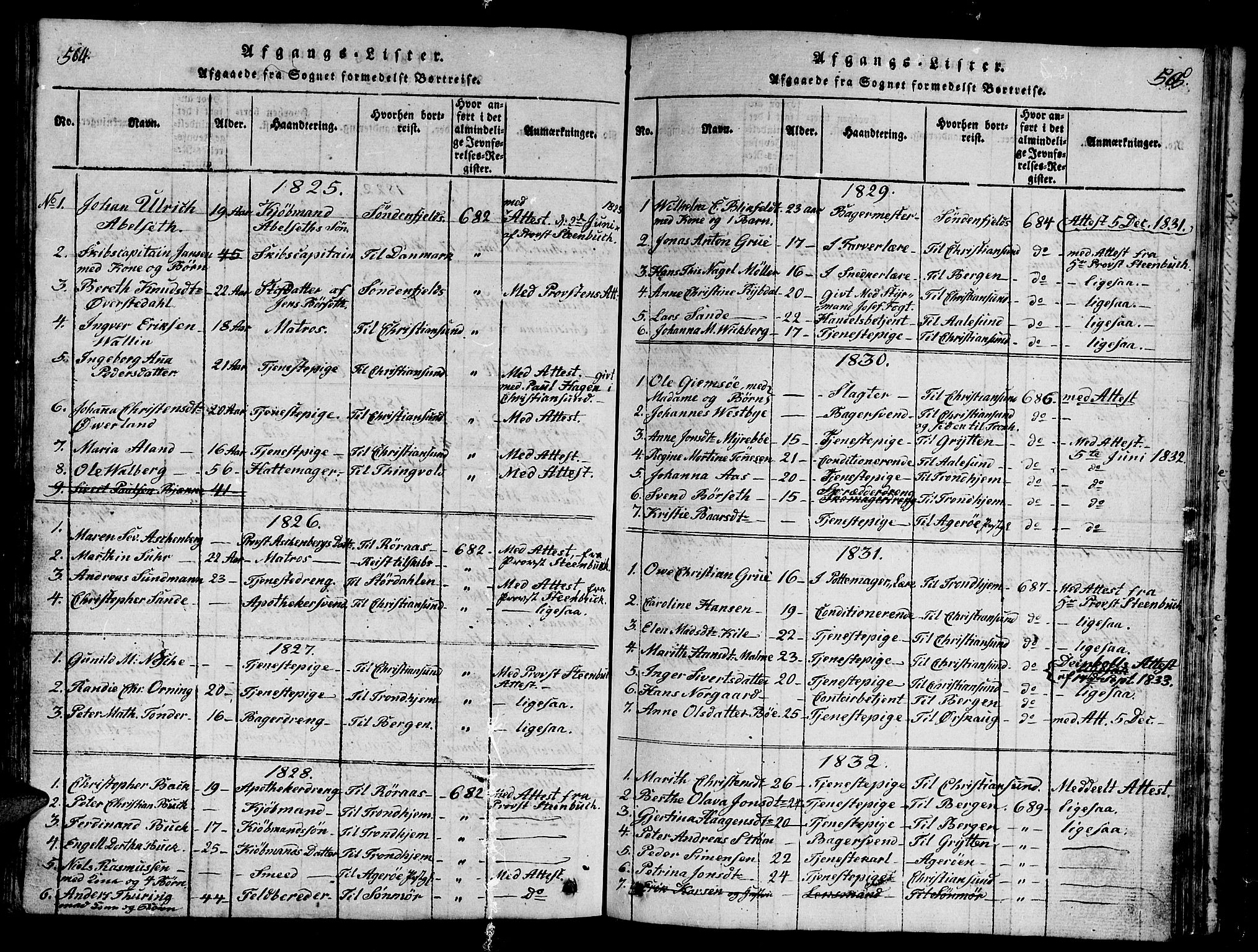 Ministerialprotokoller, klokkerbøker og fødselsregistre - Møre og Romsdal, SAT/A-1454/558/L0700: Parish register (copy) no. 558C01, 1818-1868, p. 564-565