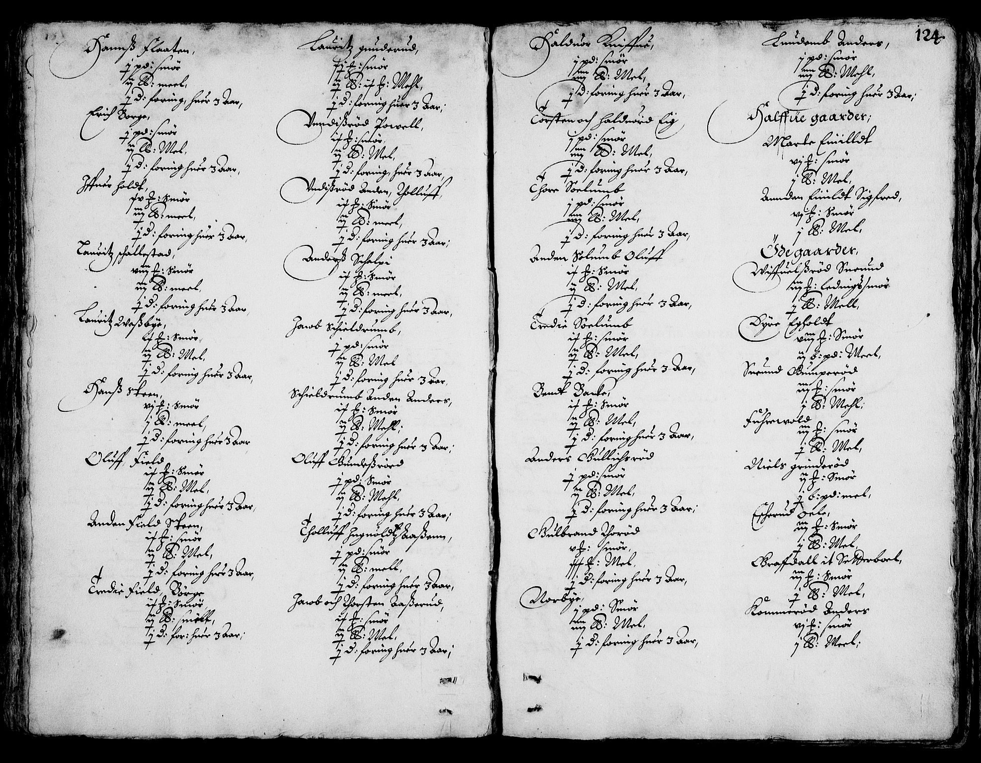 Rentekammeret inntil 1814, Realistisk ordnet avdeling, AV/RA-EA-4070/On/L0001/0002: Statens gods / [Jj 2]: Jordebok og forklaring over atkomstene til Hannibal Sehesteds gods, 1651, p. 123b-124a