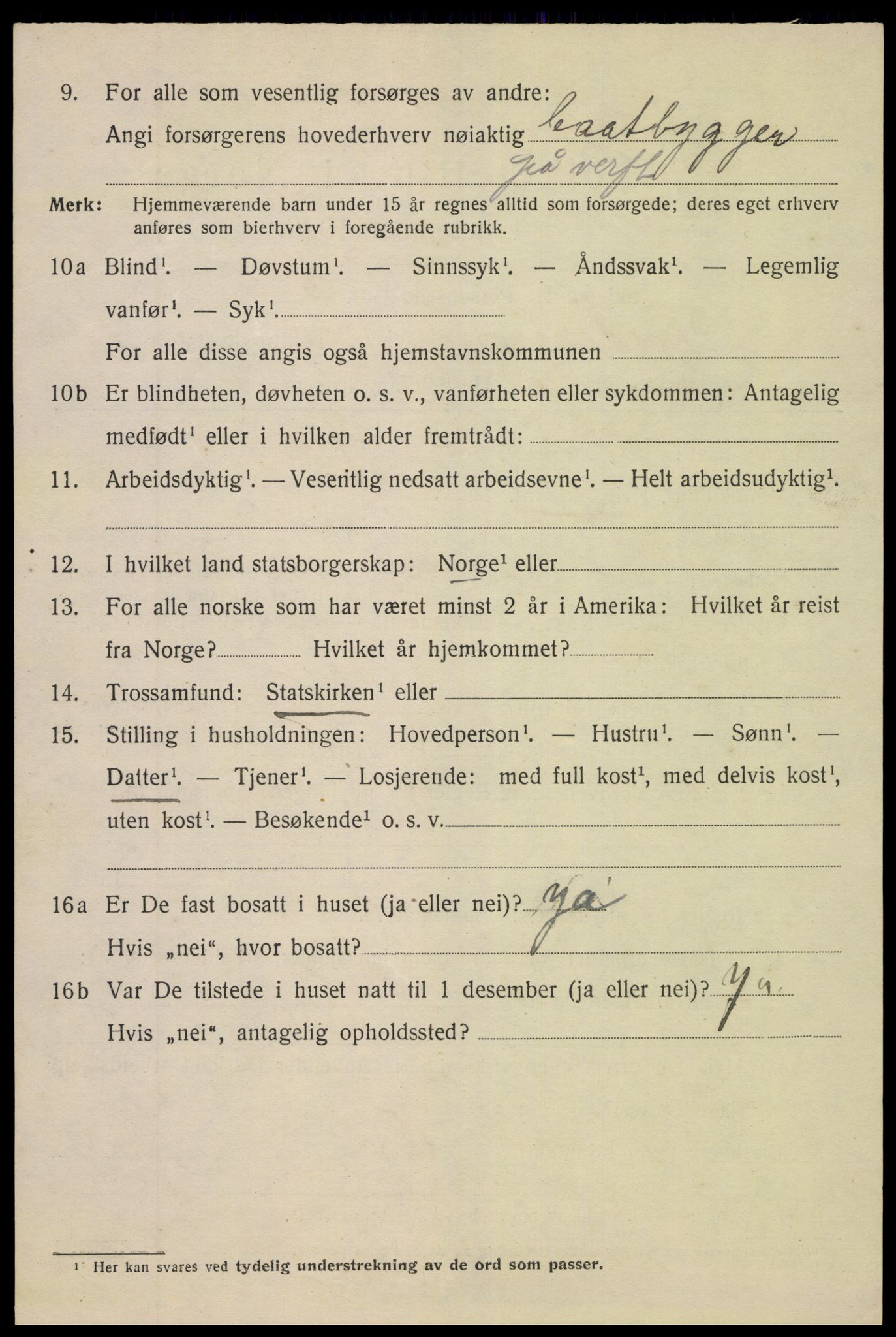 SAK, 1920 census for Tvedestrand, 1920, p. 2114