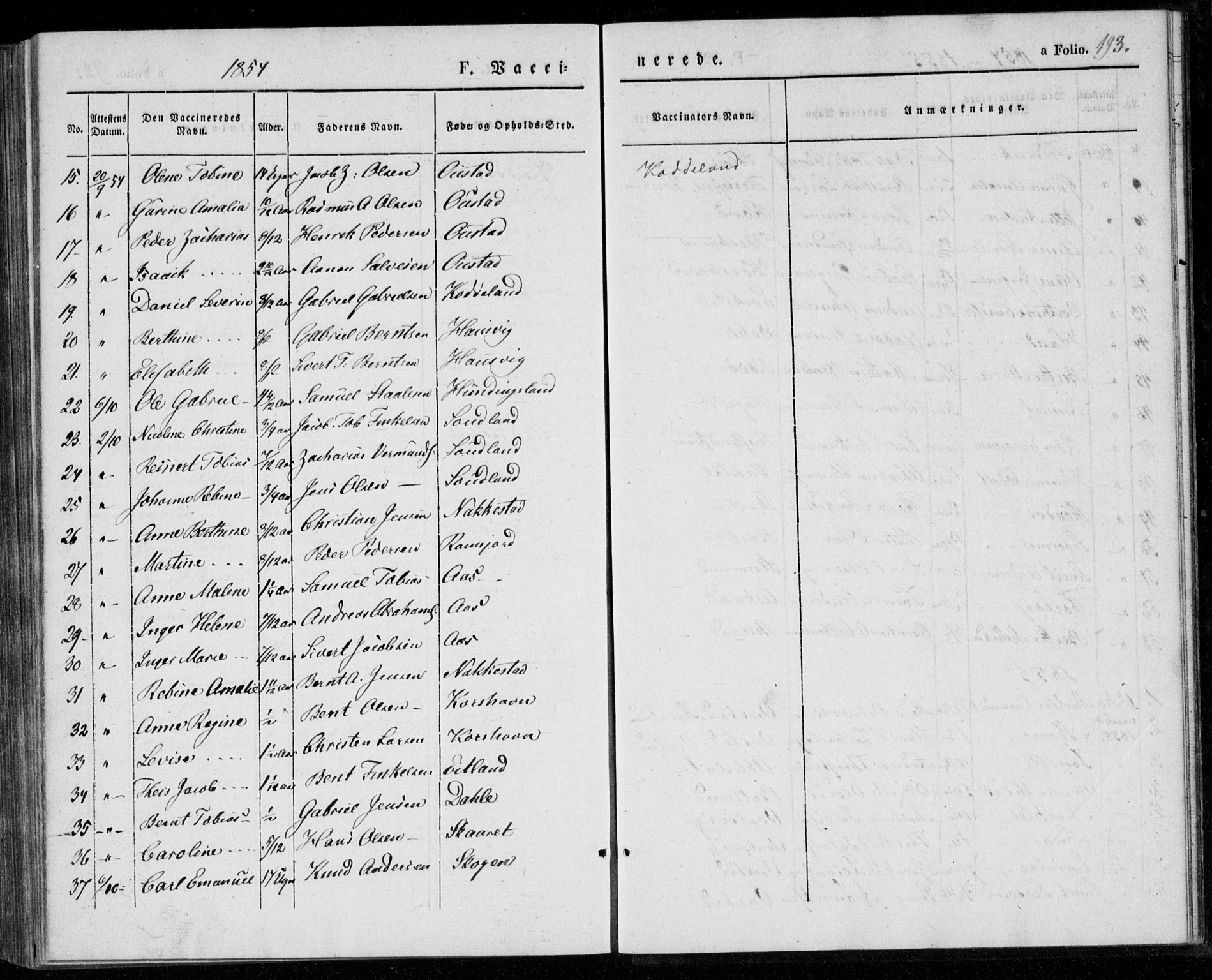 Lyngdal sokneprestkontor, SAK/1111-0029/F/Fa/Faa/L0001: Parish register (official) no. A 1, 1837-1857, p. 193