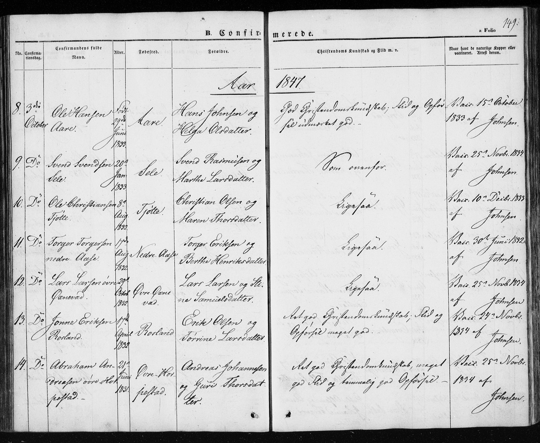 Klepp sokneprestkontor, AV/SAST-A-101803/001/3/30BA/L0004: Parish register (official) no. A 4, 1842-1852, p. 149