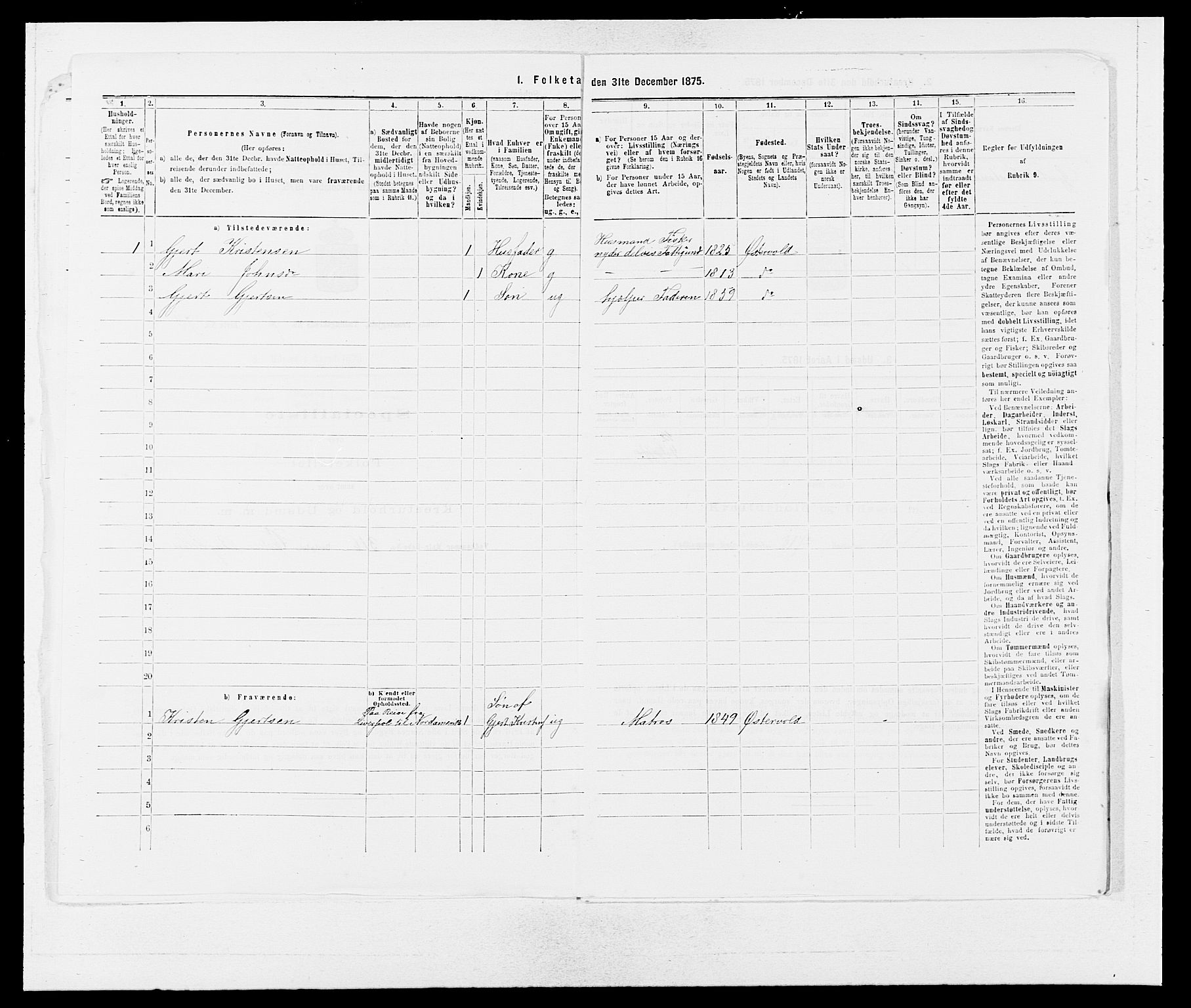 SAB, 1875 census for 1245P Sund, 1875, p. 821