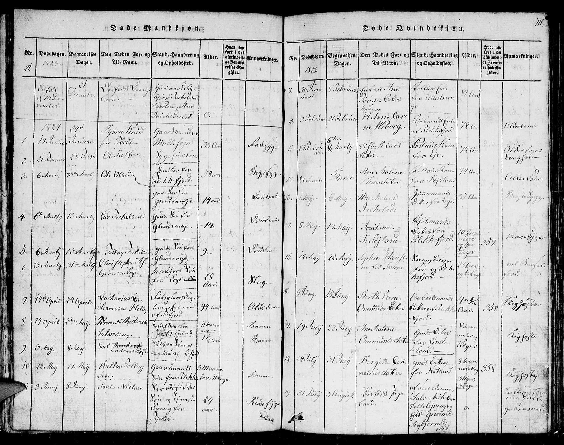 Flekkefjord sokneprestkontor, SAK/1111-0012/F/Fb/Fbc/L0003: Parish register (copy) no. B 3, 1815-1826, p. 110