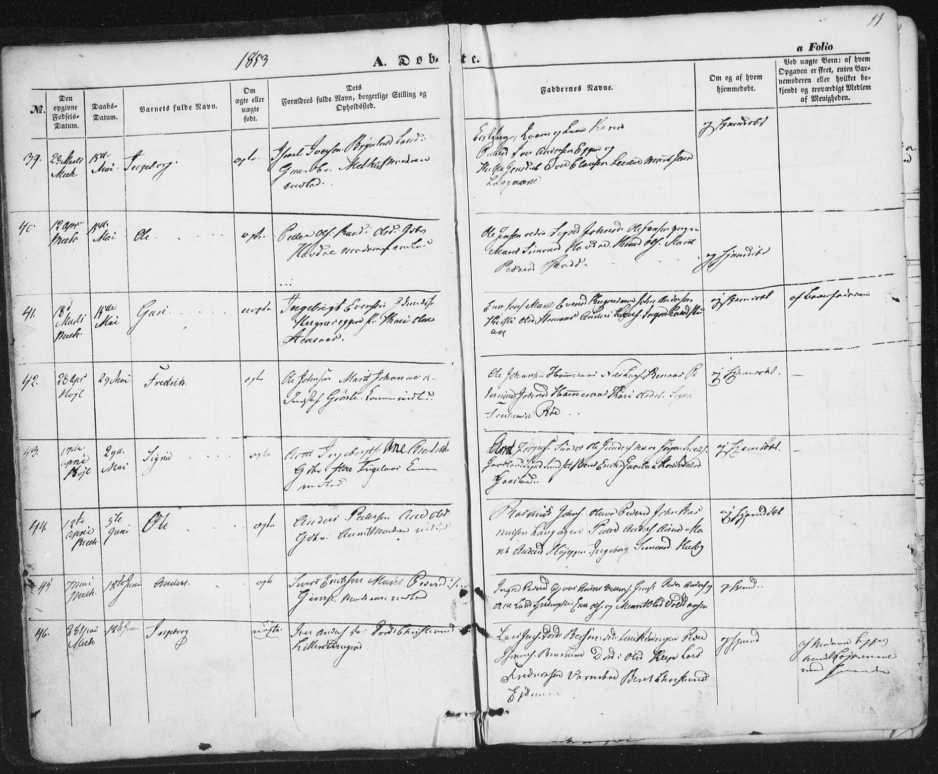 Ministerialprotokoller, klokkerbøker og fødselsregistre - Sør-Trøndelag, AV/SAT-A-1456/691/L1076: Parish register (official) no. 691A08, 1852-1861, p. 11