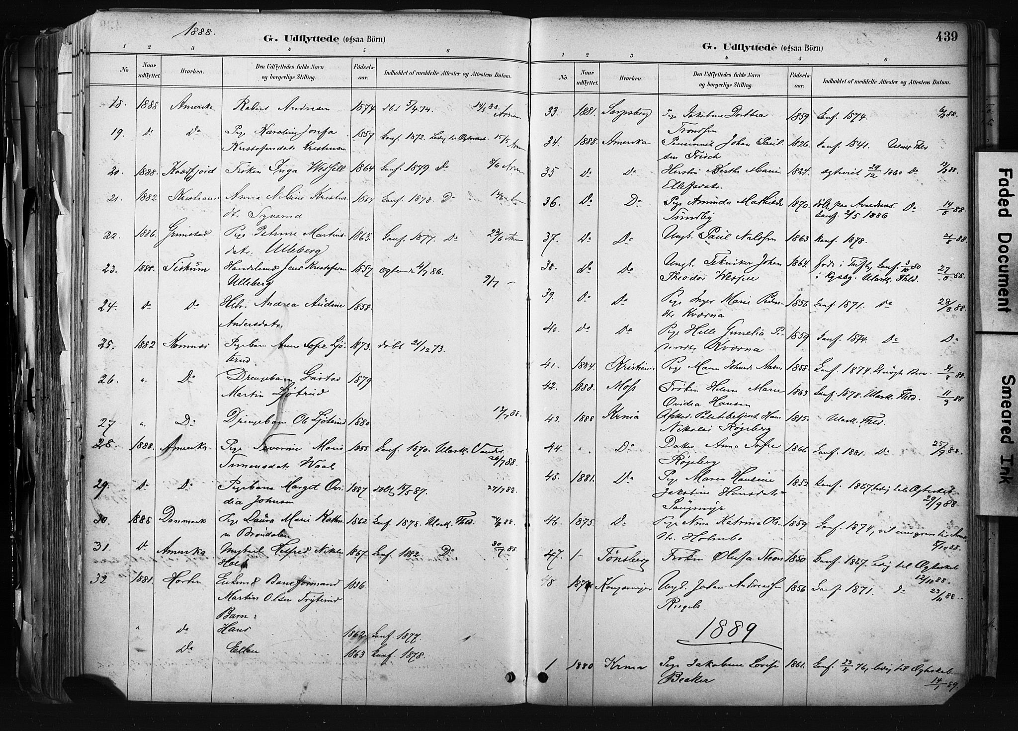 Kongsberg kirkebøker, AV/SAKO-A-22/F/Fb/L0002: Parish register (official) no. II 2, 1886-1896, p. 439