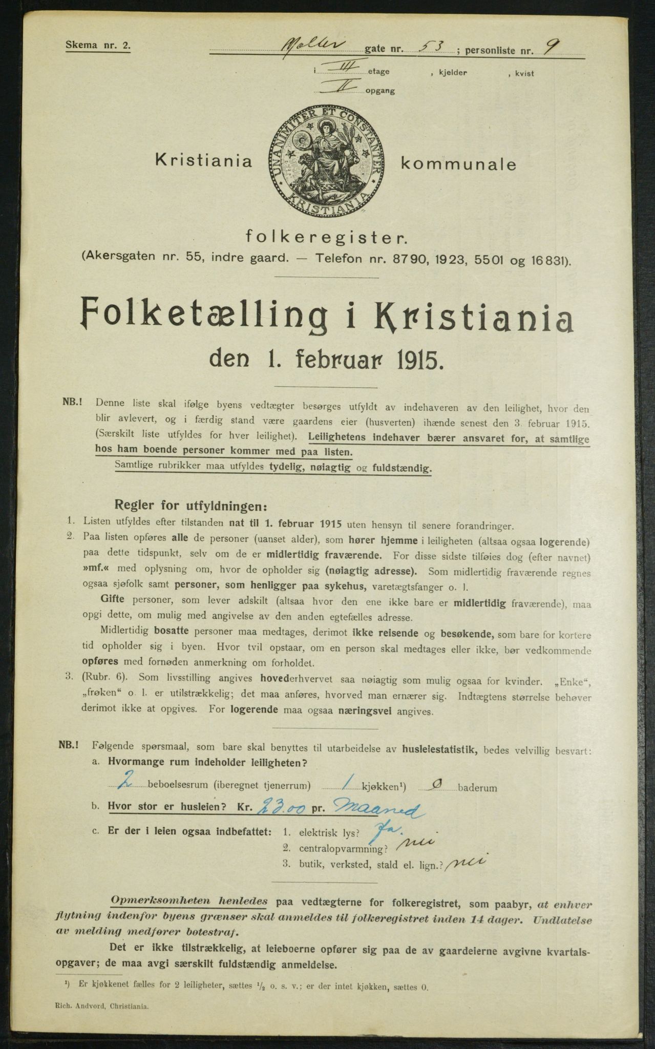 OBA, Municipal Census 1915 for Kristiania, 1915, p. 68461