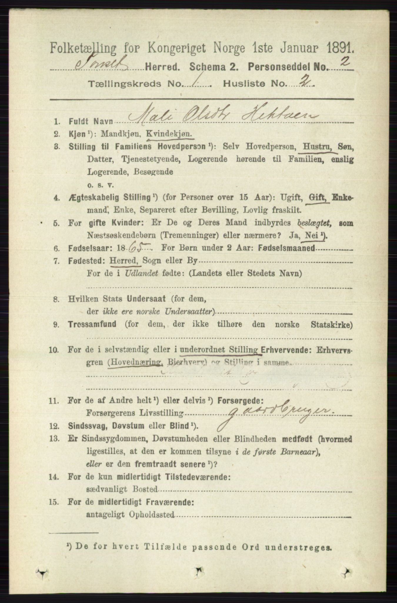 RA, 1891 census for 0437 Tynset, 1891, p. 84