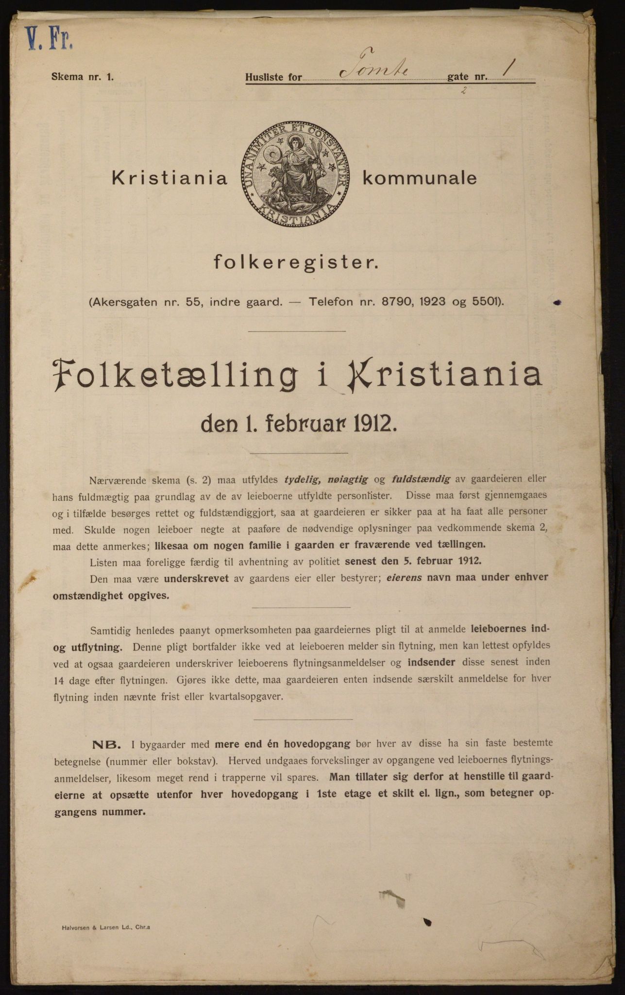 OBA, Municipal Census 1912 for Kristiania, 1912, p. 113405
