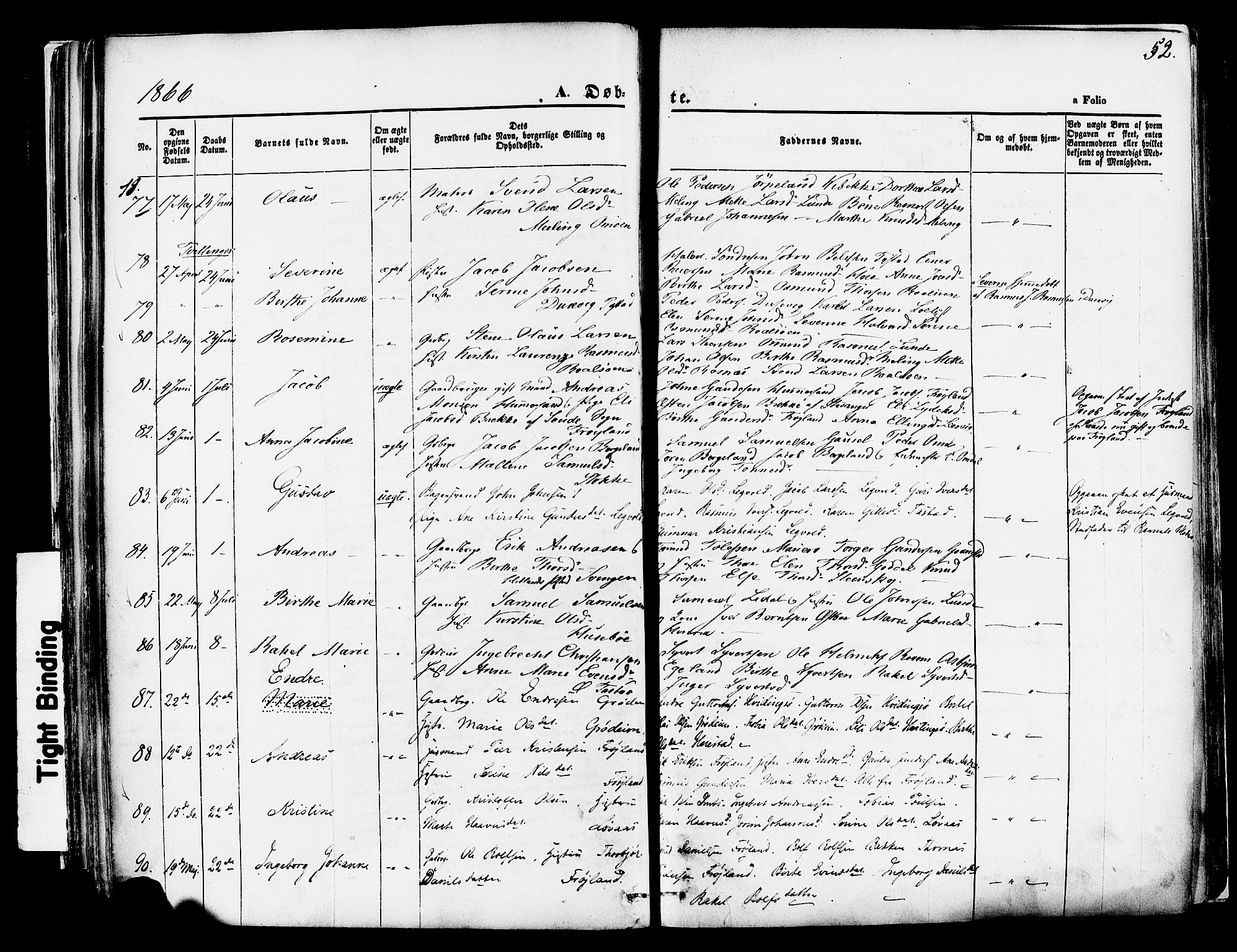 Hetland sokneprestkontor, AV/SAST-A-101826/30/30BA/L0003: Parish register (official) no. A 3, 1862-1876, p. 52