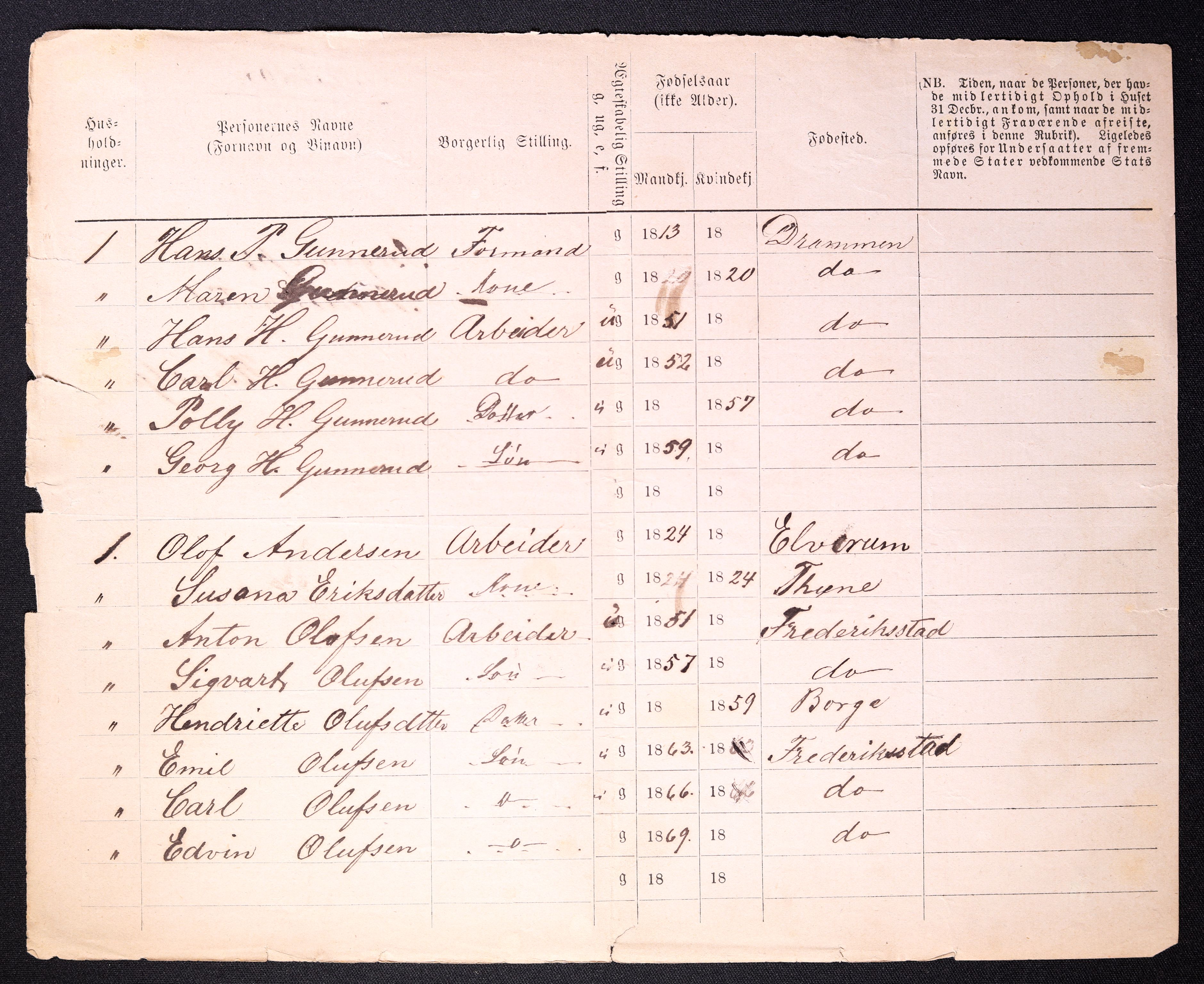 RA, 1870 census for 0103 Fredrikstad, 1870, p. 1006