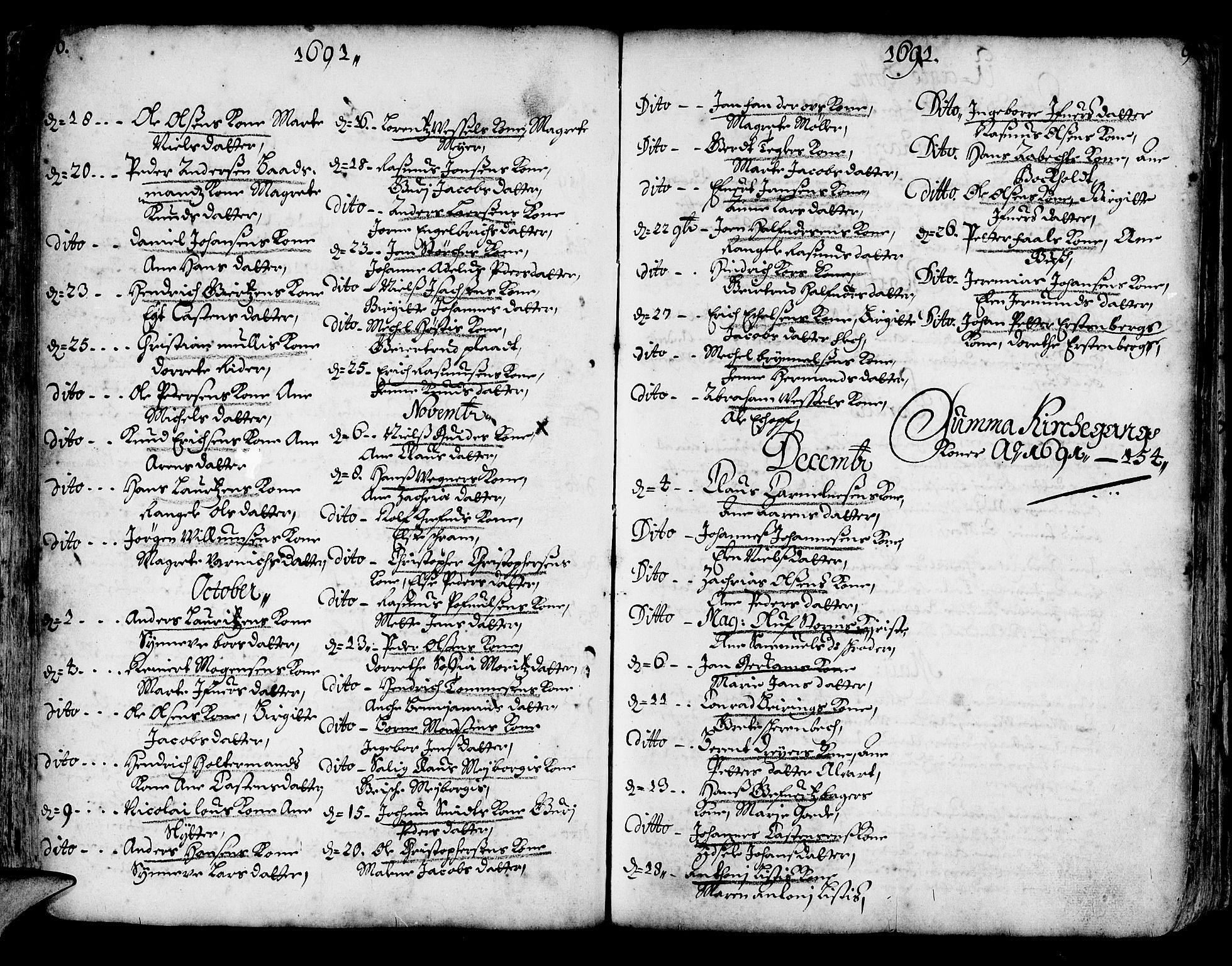 Korskirken sokneprestembete, AV/SAB-A-76101/H/Haa/L0002: Parish register (official) no. A 2, 1688-1697, p. 90-91