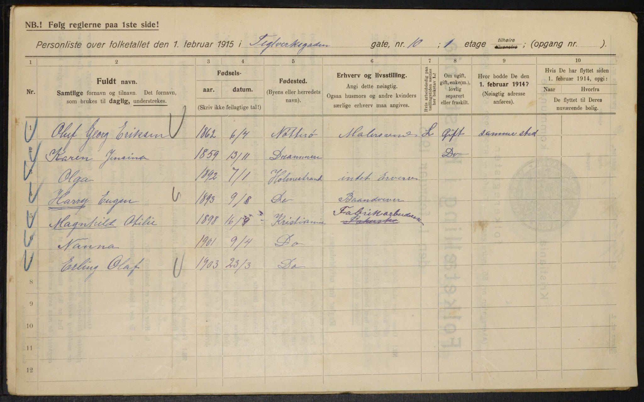 OBA, Municipal Census 1915 for Kristiania, 1915, p. 107769