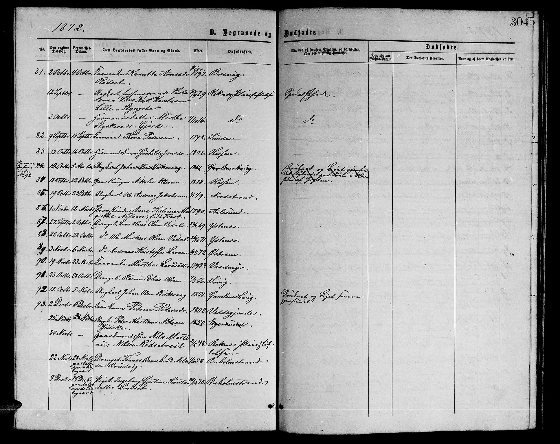 Ministerialprotokoller, klokkerbøker og fødselsregistre - Møre og Romsdal, AV/SAT-A-1454/528/L0428: Parish register (copy) no. 528C09, 1864-1880, p. 304