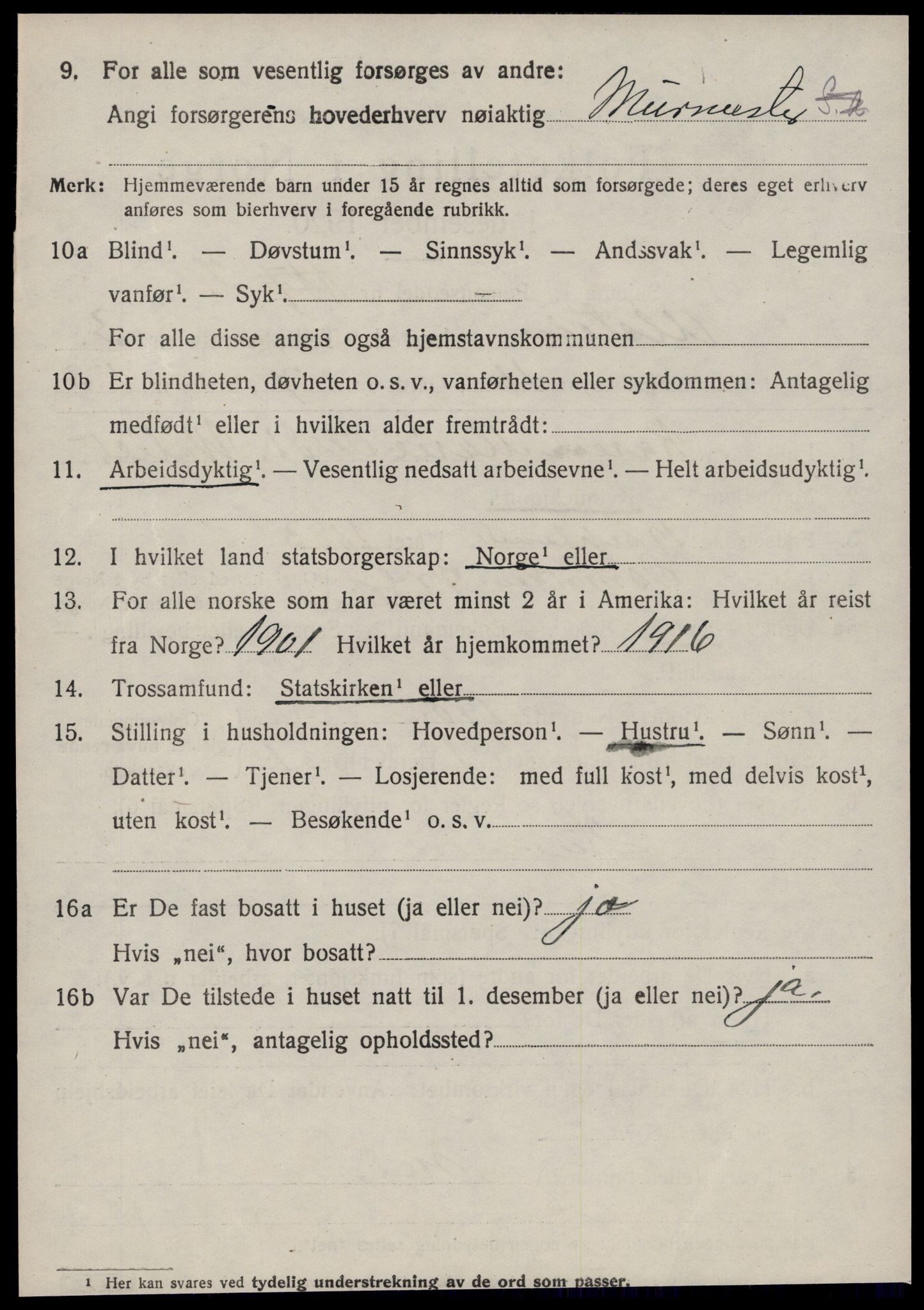 SAT, 1920 census for Ulstein, 1920, p. 1855