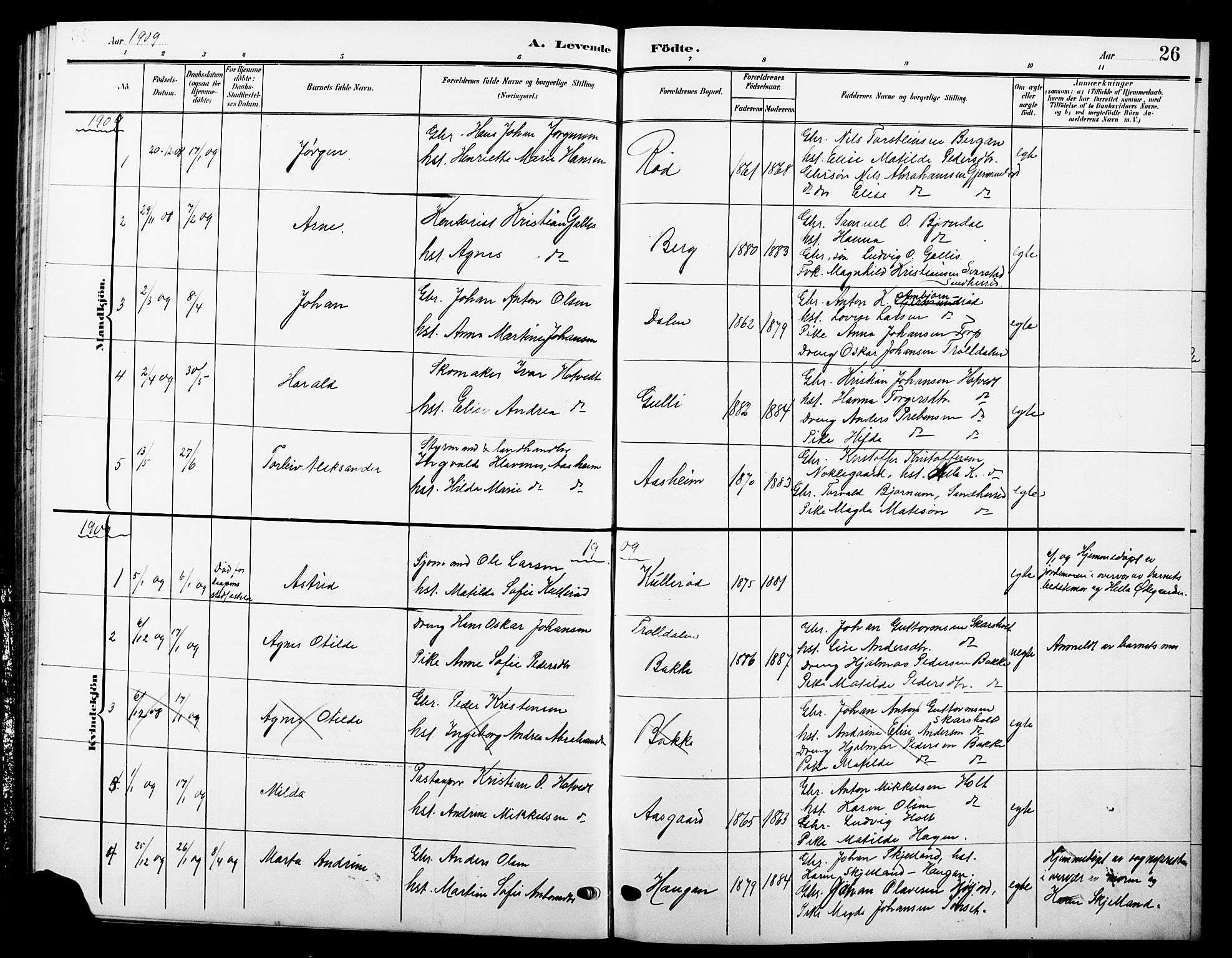 Andebu kirkebøker, AV/SAKO-A-336/G/Ga/L0005: Parish register (copy) no. I 5, 1901-1925, p. 26