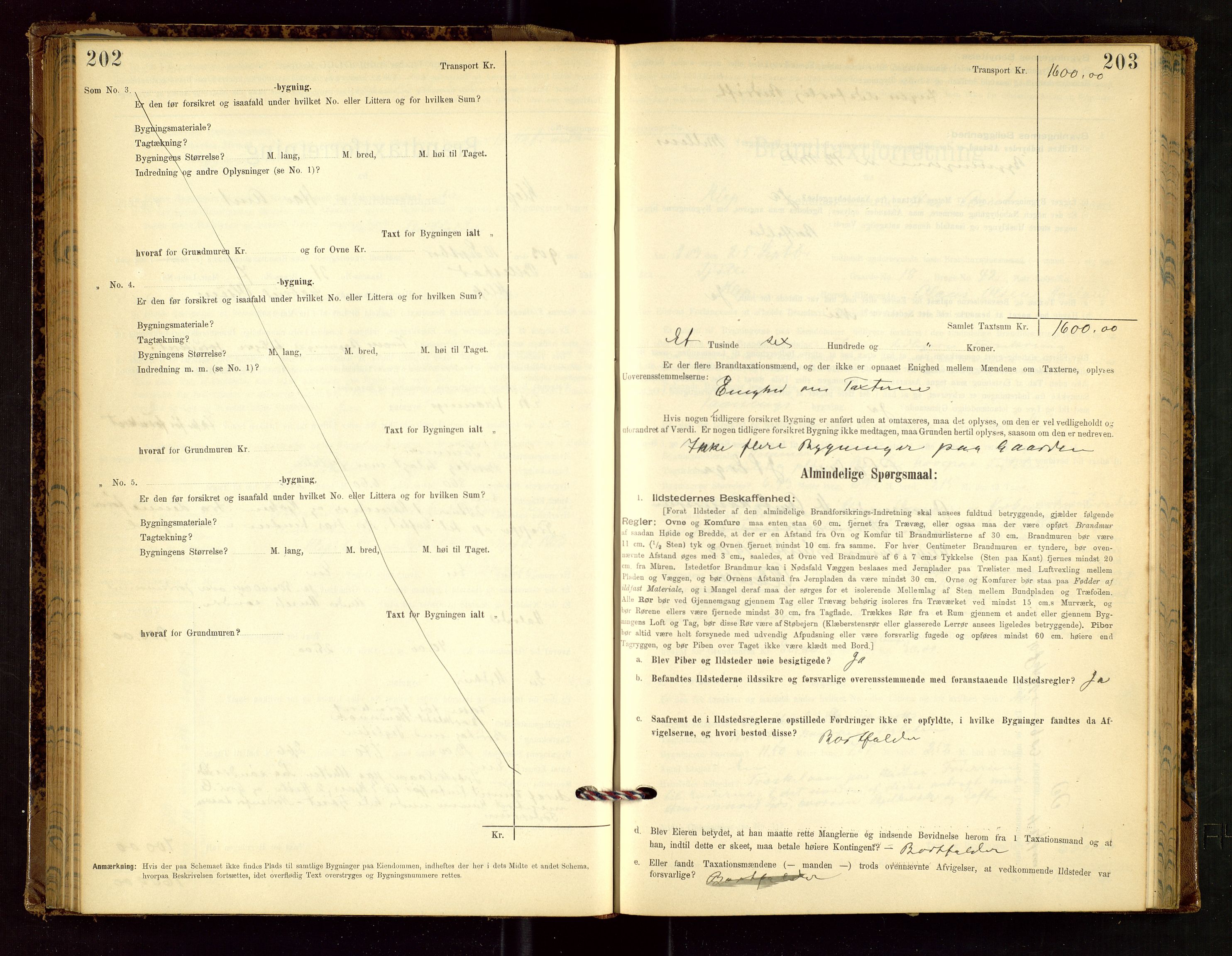 Klepp lensmannskontor, SAST/A-100163/Goc/L0002: "Brandtaxationsprotokol" m/register, 1898-1902, p. 202-203