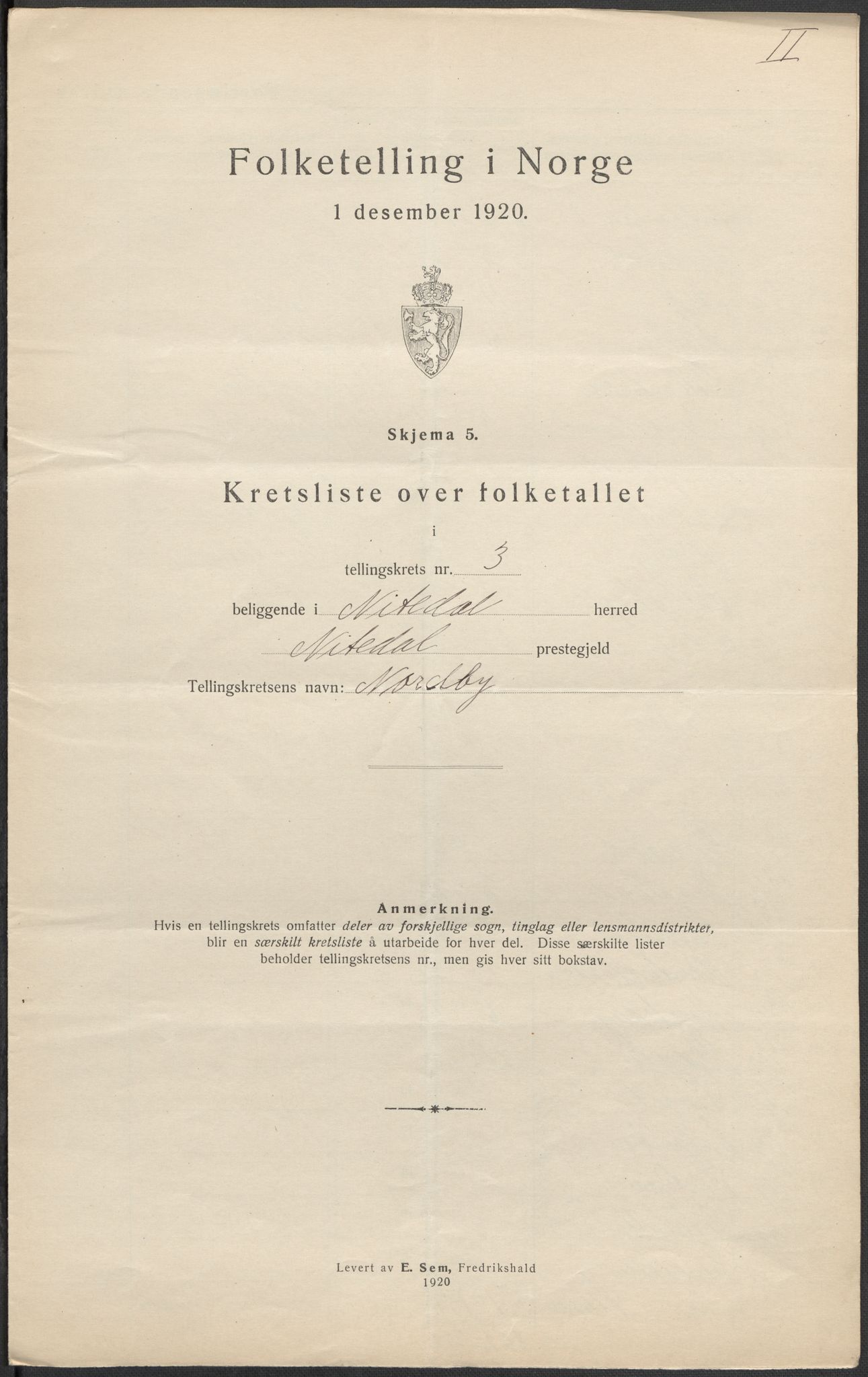 SAO, 1920 census for Nittedal, 1920, p. 17