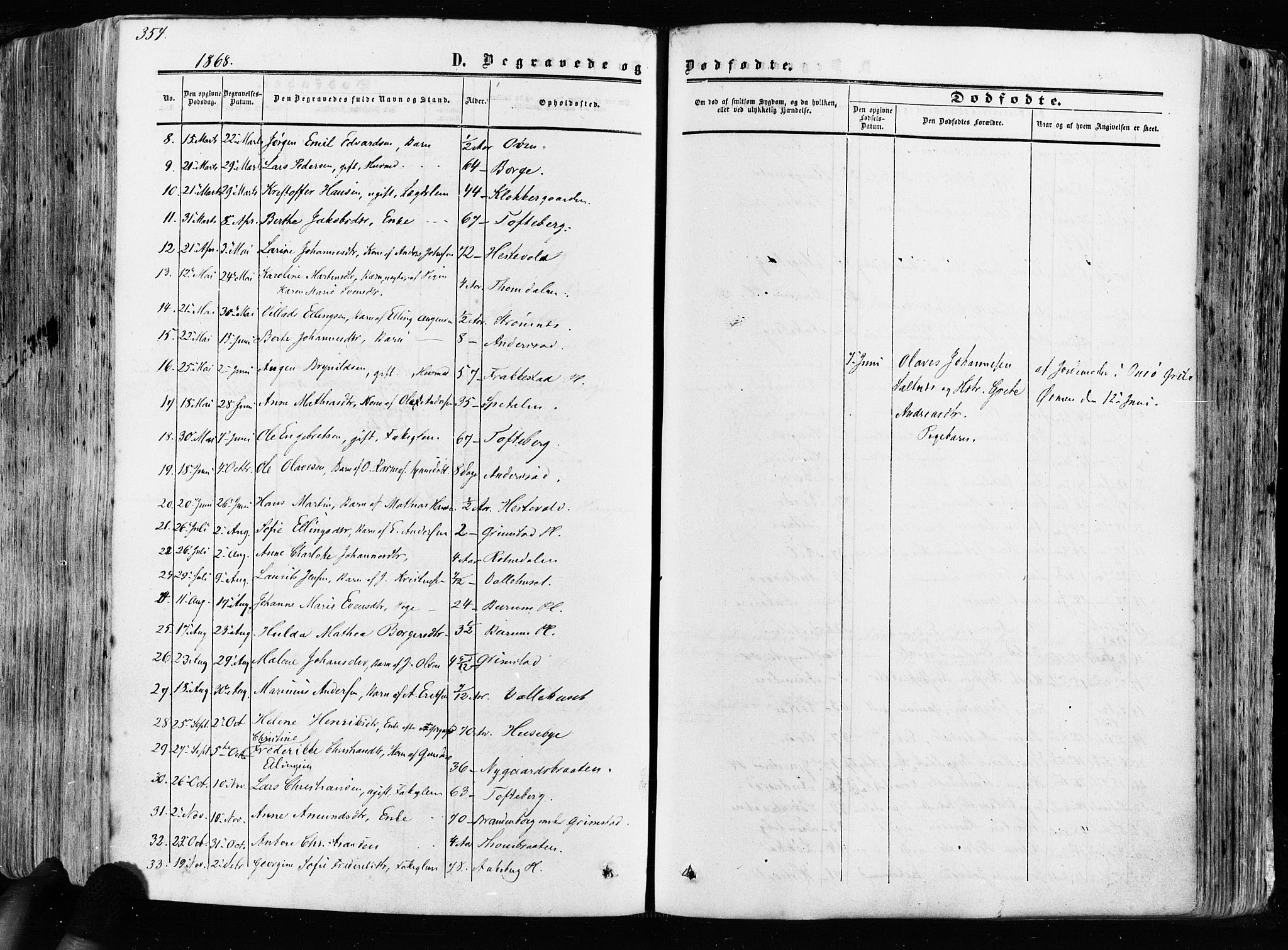 Råde prestekontor kirkebøker, AV/SAO-A-2009/F/Fa/L0006: Parish register (official) no. 6, 1854-1877, p. 354