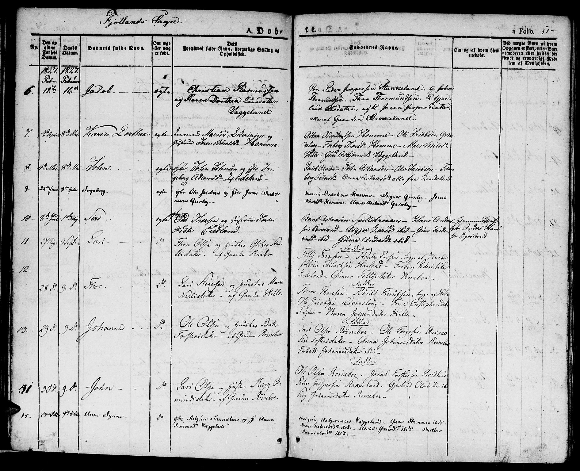 Hægebostad sokneprestkontor, SAK/1111-0024/F/Fa/Faa/L0003: Parish register (official) no. A 3 /2, 1825-1840, p. 51