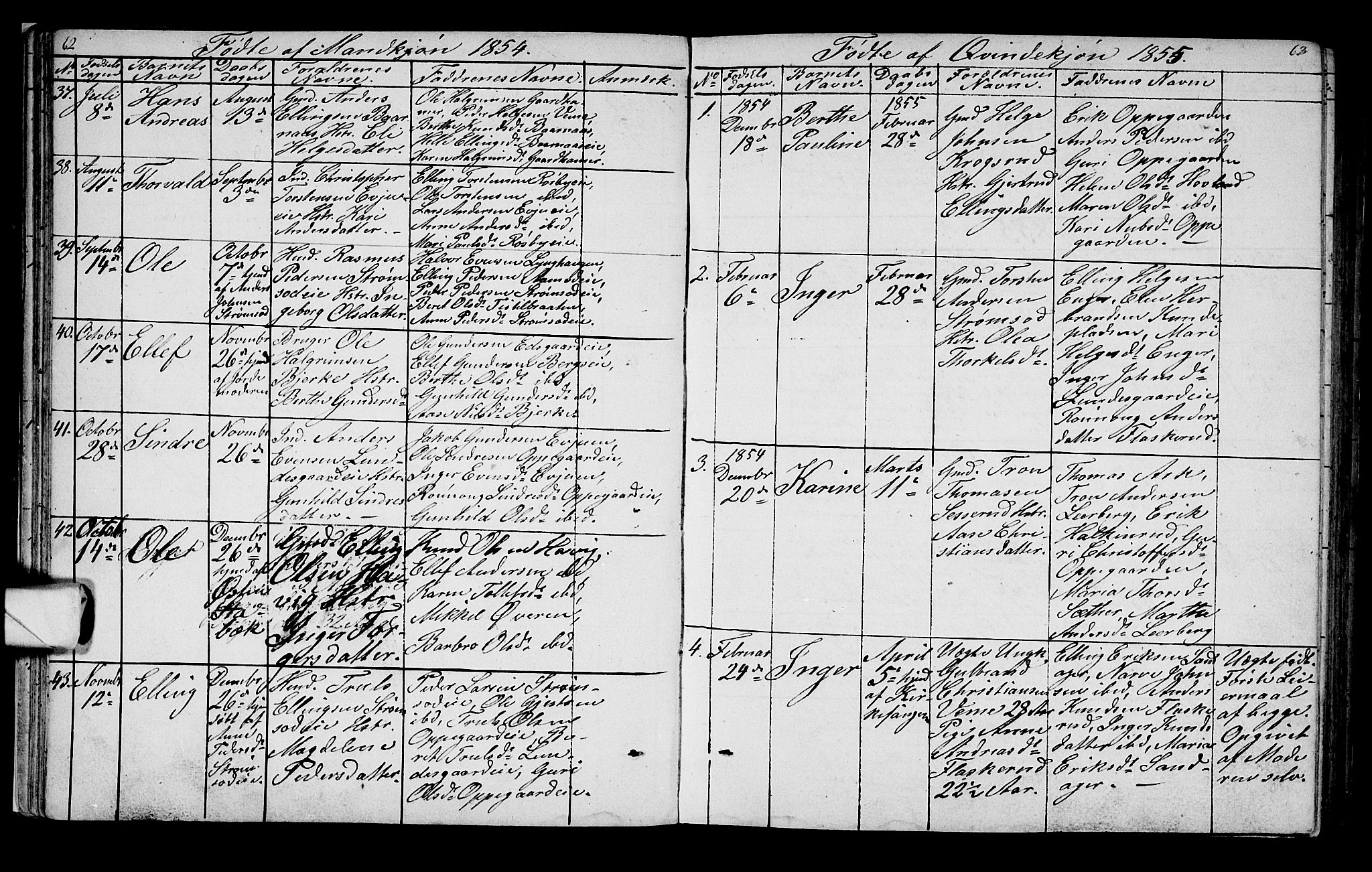 Lunder kirkebøker, SAKO/A-629/G/Ga/L0002: Parish register (copy) no. I 2, 1849-1868, p. 62-63
