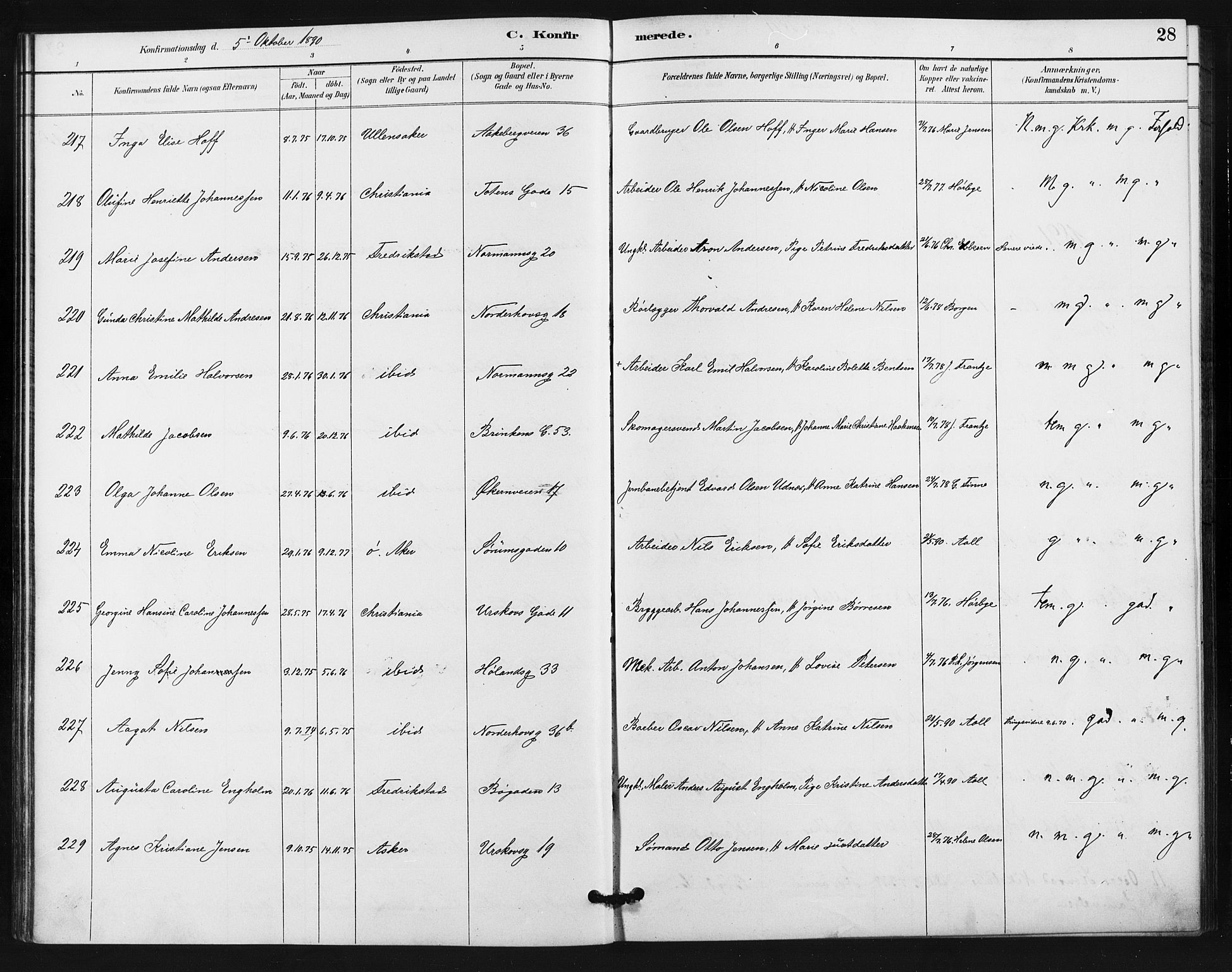 Kampen prestekontor Kirkebøker, AV/SAO-A-10853/F/Fa/L0006: Parish register (official) no. I 6, 1889-1896, p. 28