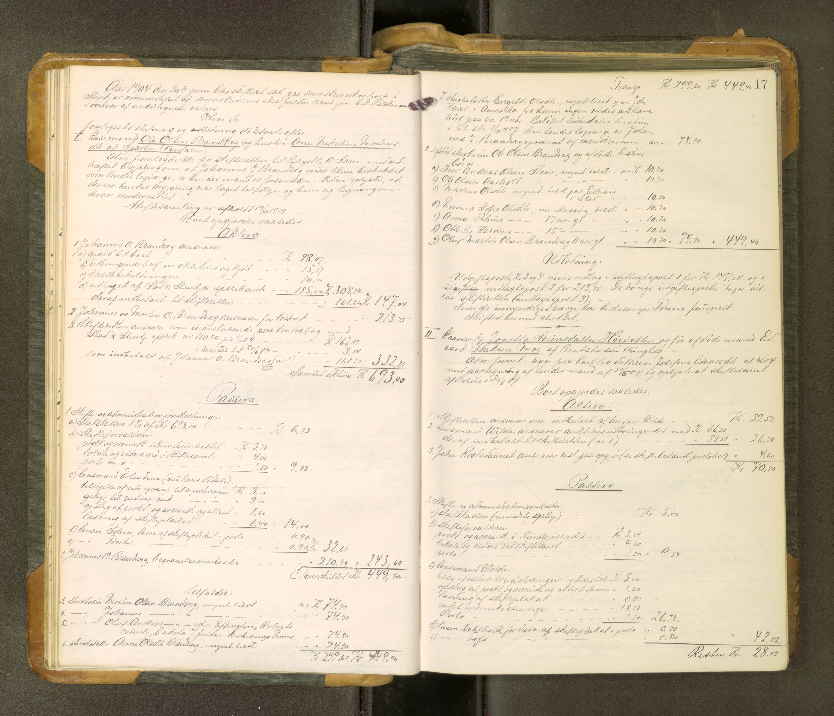 Inderøy sorenskriveri, AV/SAT-A-4147/1/3/3A/L0031: Skifteslutningsprotokoll 6, 1904-1912, p. 17