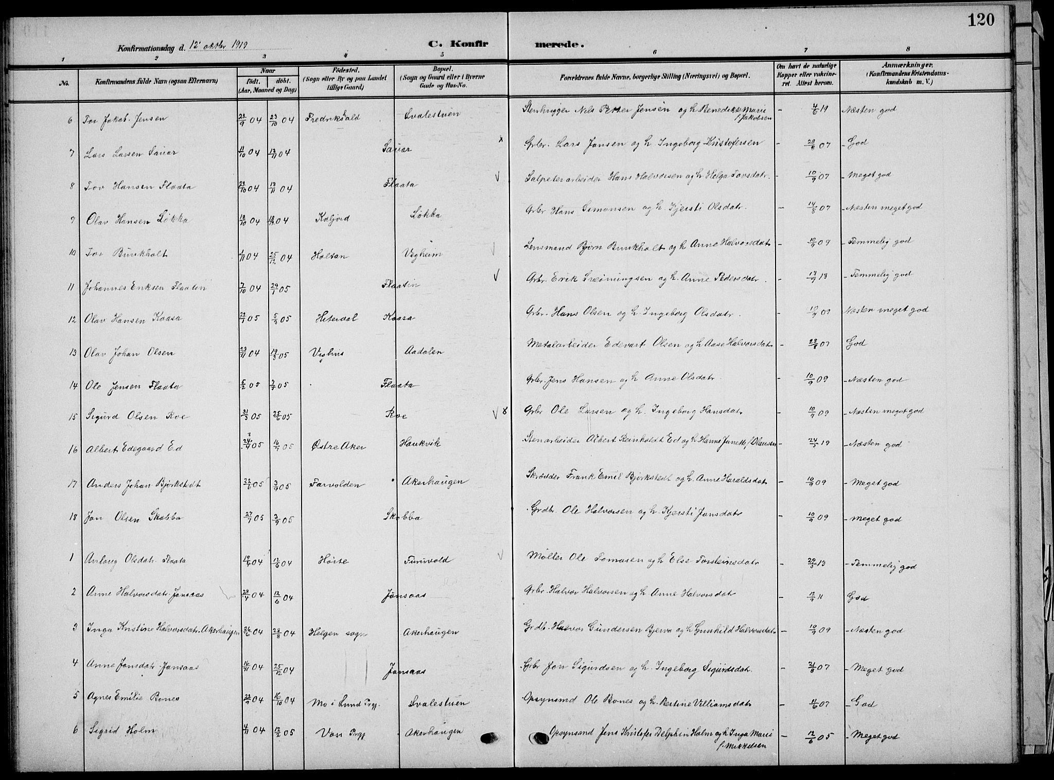 Sauherad kirkebøker, AV/SAKO-A-298/G/Ga/L0004a: Parish register (copy) no. I 4a, 1906-1934, p. 120