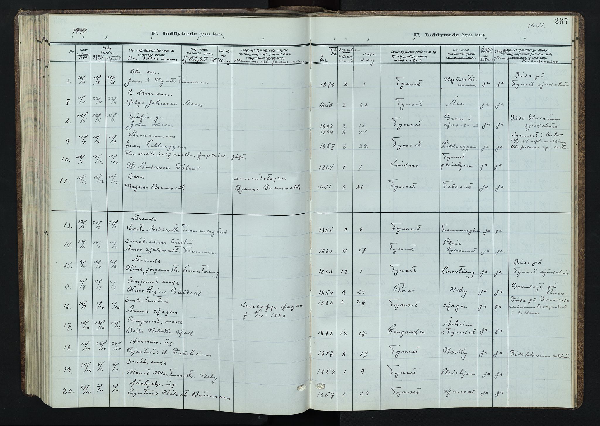 Tynset prestekontor, AV/SAH-PREST-058/H/Ha/Hab/L0012: Parish register (copy) no. 12, 1930-1944, p. 267