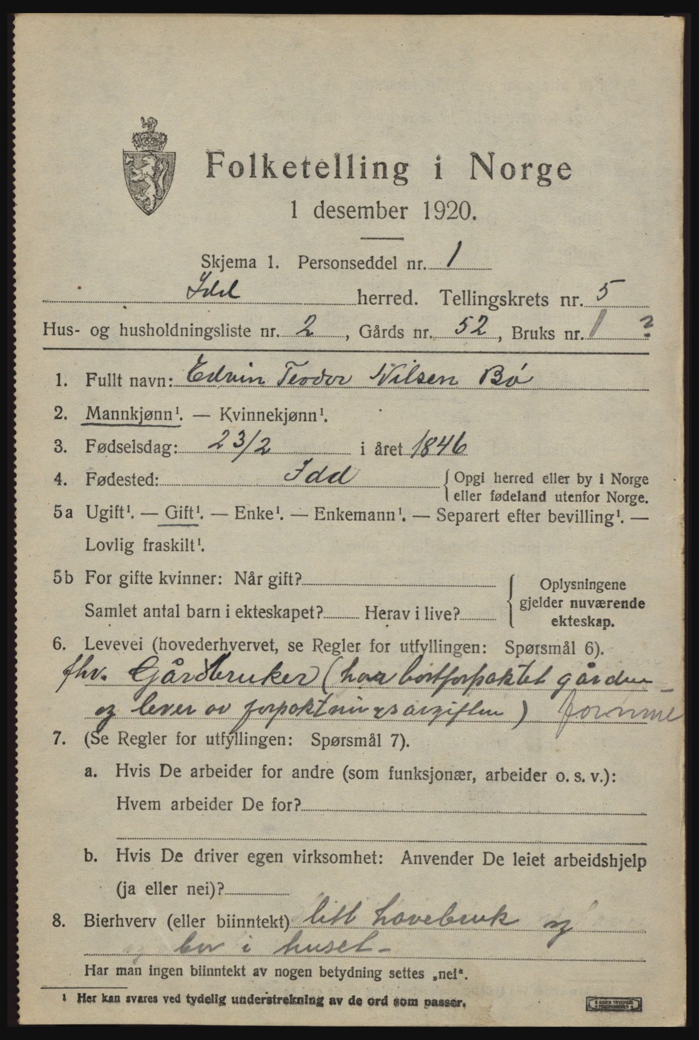 SAO, 1920 census for Idd, 1920, p. 6829