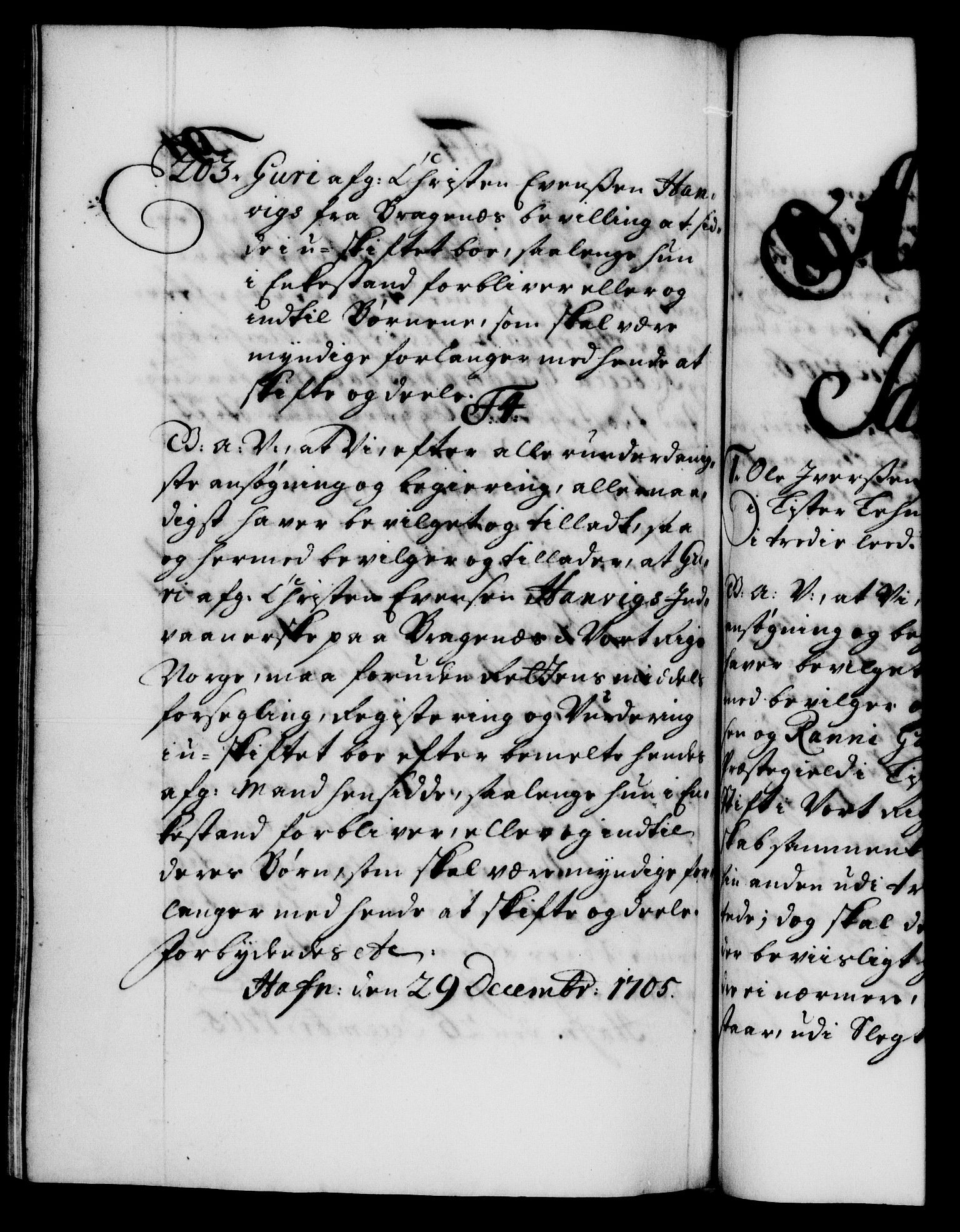 Danske Kanselli 1572-1799, AV/RA-EA-3023/F/Fc/Fca/Fcaa/L0019: Norske registre, 1704-1707, p. 294b