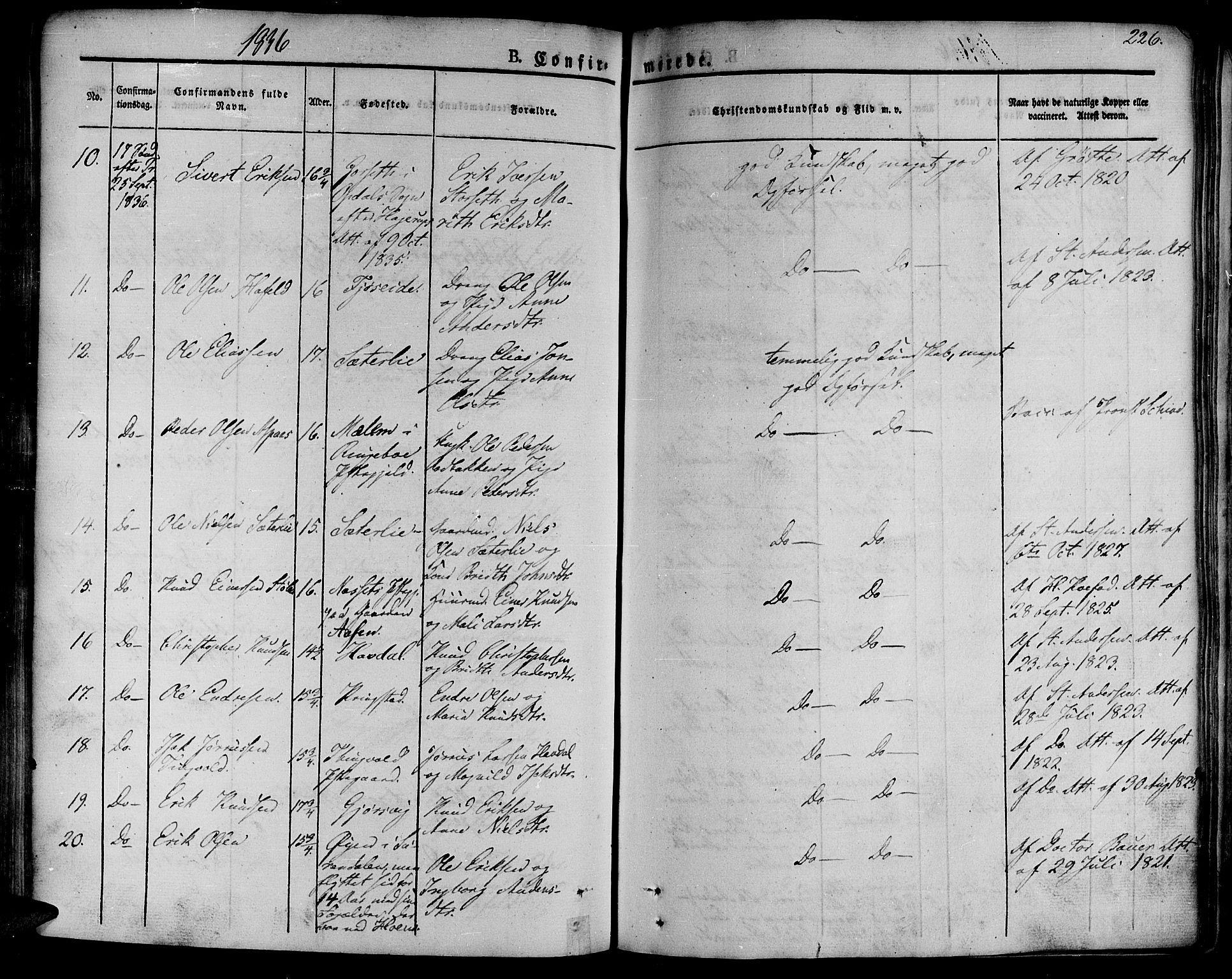 Ministerialprotokoller, klokkerbøker og fødselsregistre - Møre og Romsdal, AV/SAT-A-1454/586/L0983: Parish register (official) no. 586A09, 1829-1843, p. 226