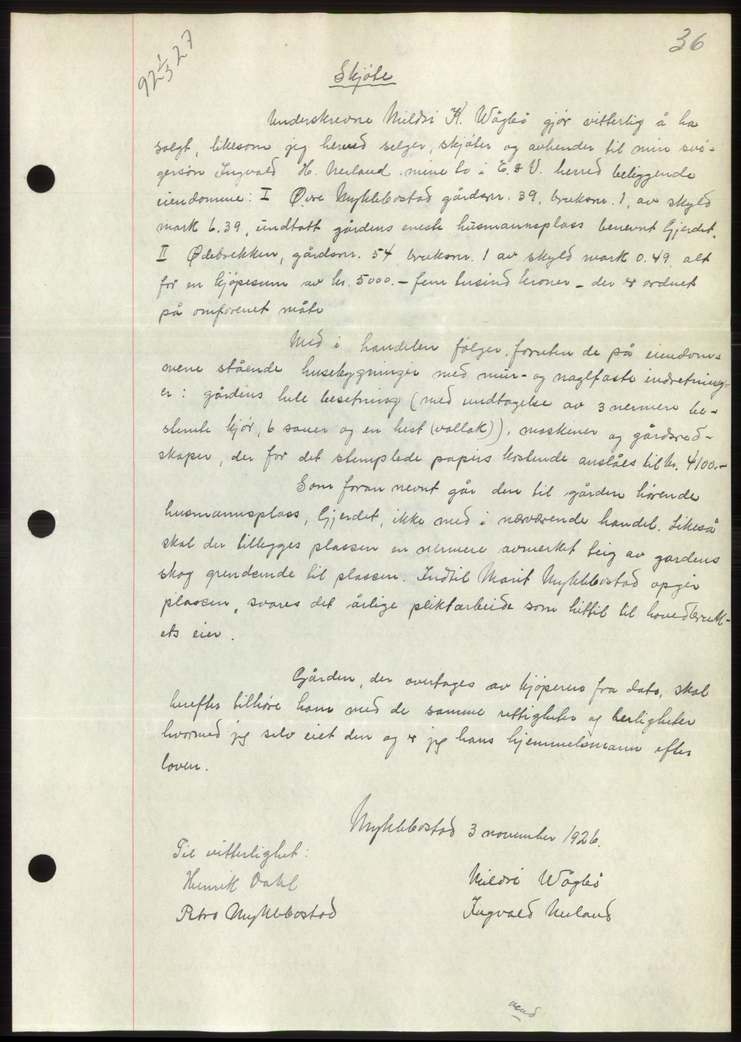 Romsdal sorenskriveri, AV/SAT-A-4149/1/2/2C/L0052: Mortgage book no. 46, 1927-1927, Deed date: 01.03.1927