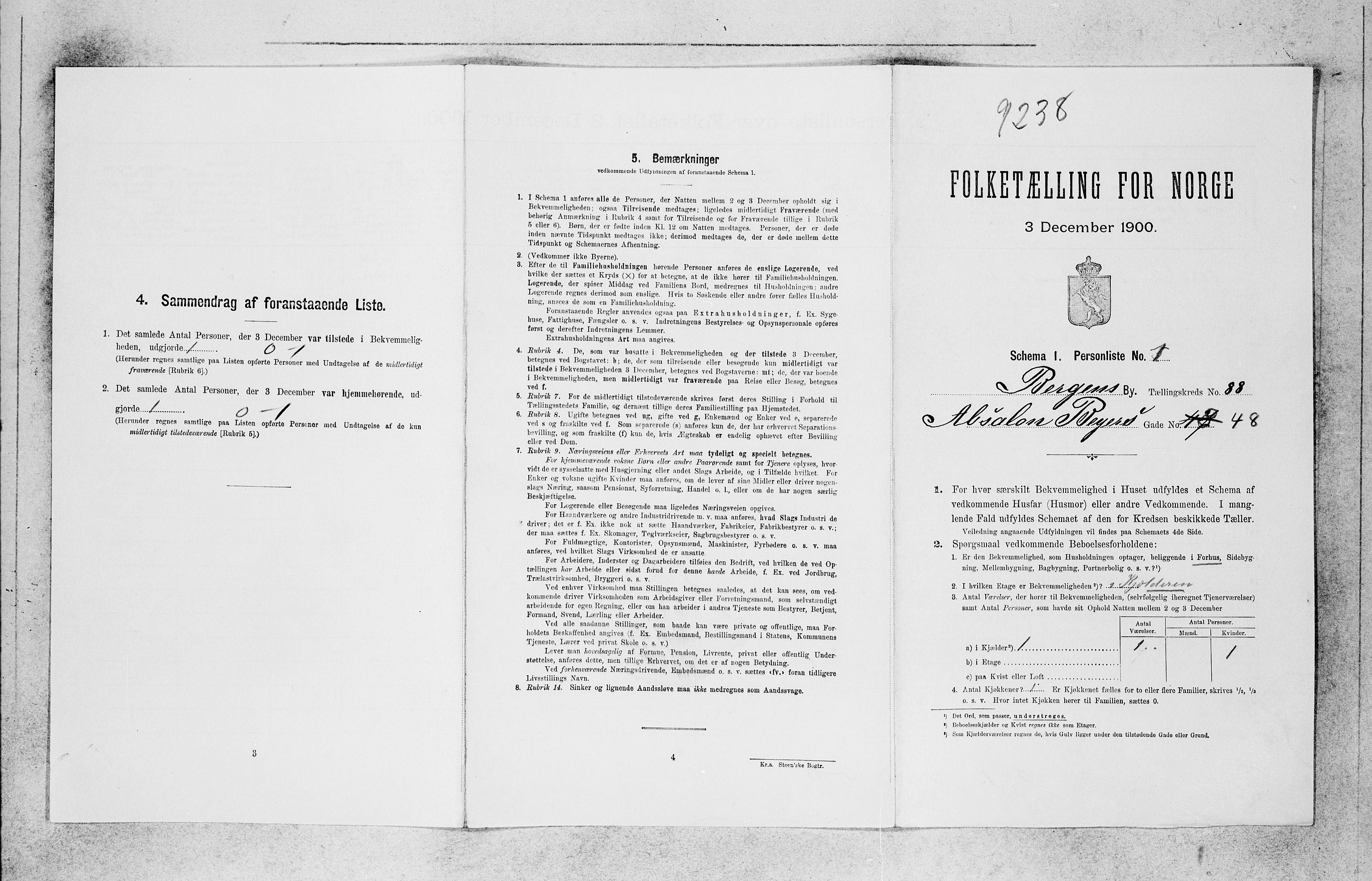 SAB, 1900 census for Bergen, 1900, p. 18968