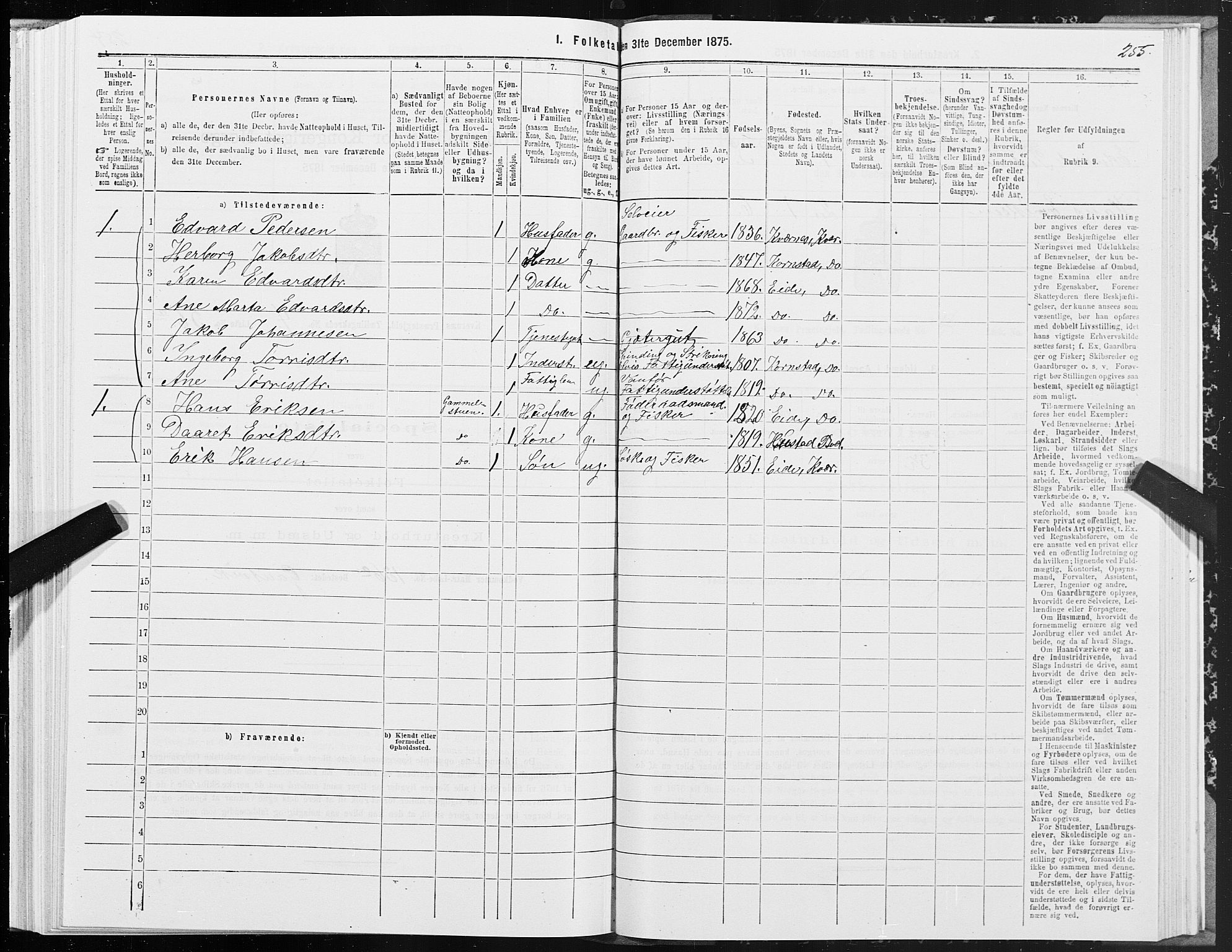 SAT, 1875 census for 1553P Kvernes, 1875, p. 2255