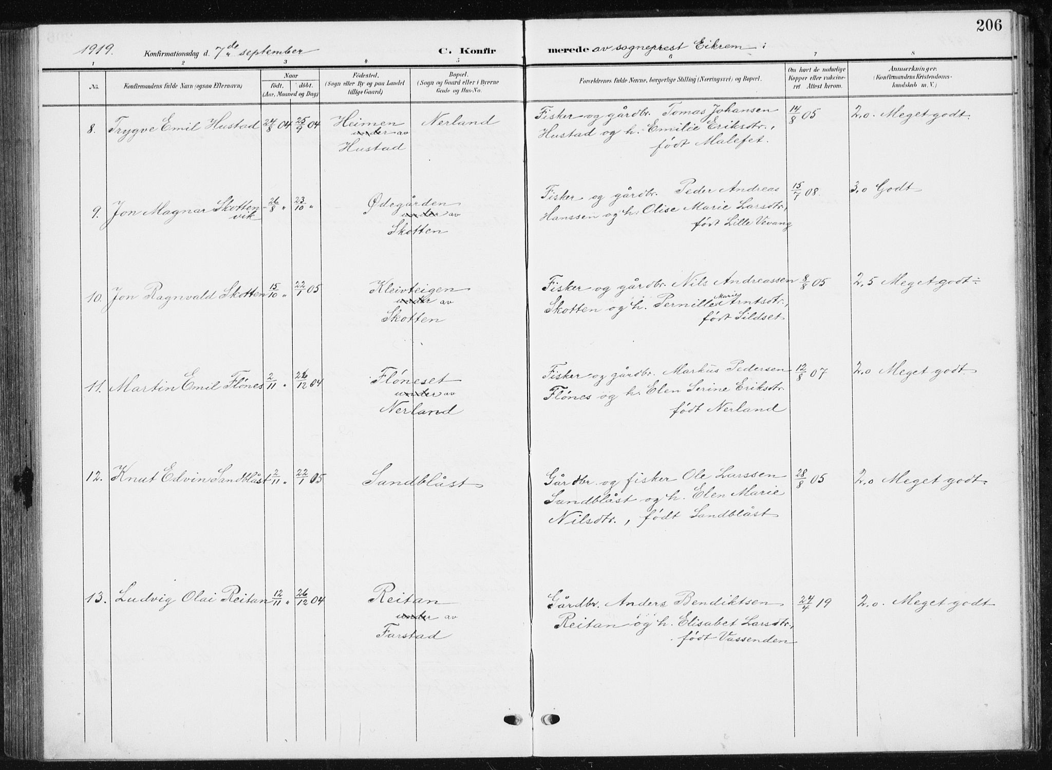 Ministerialprotokoller, klokkerbøker og fødselsregistre - Møre og Romsdal, AV/SAT-A-1454/567/L0784: Parish register (copy) no. 567C04, 1903-1938, p. 206