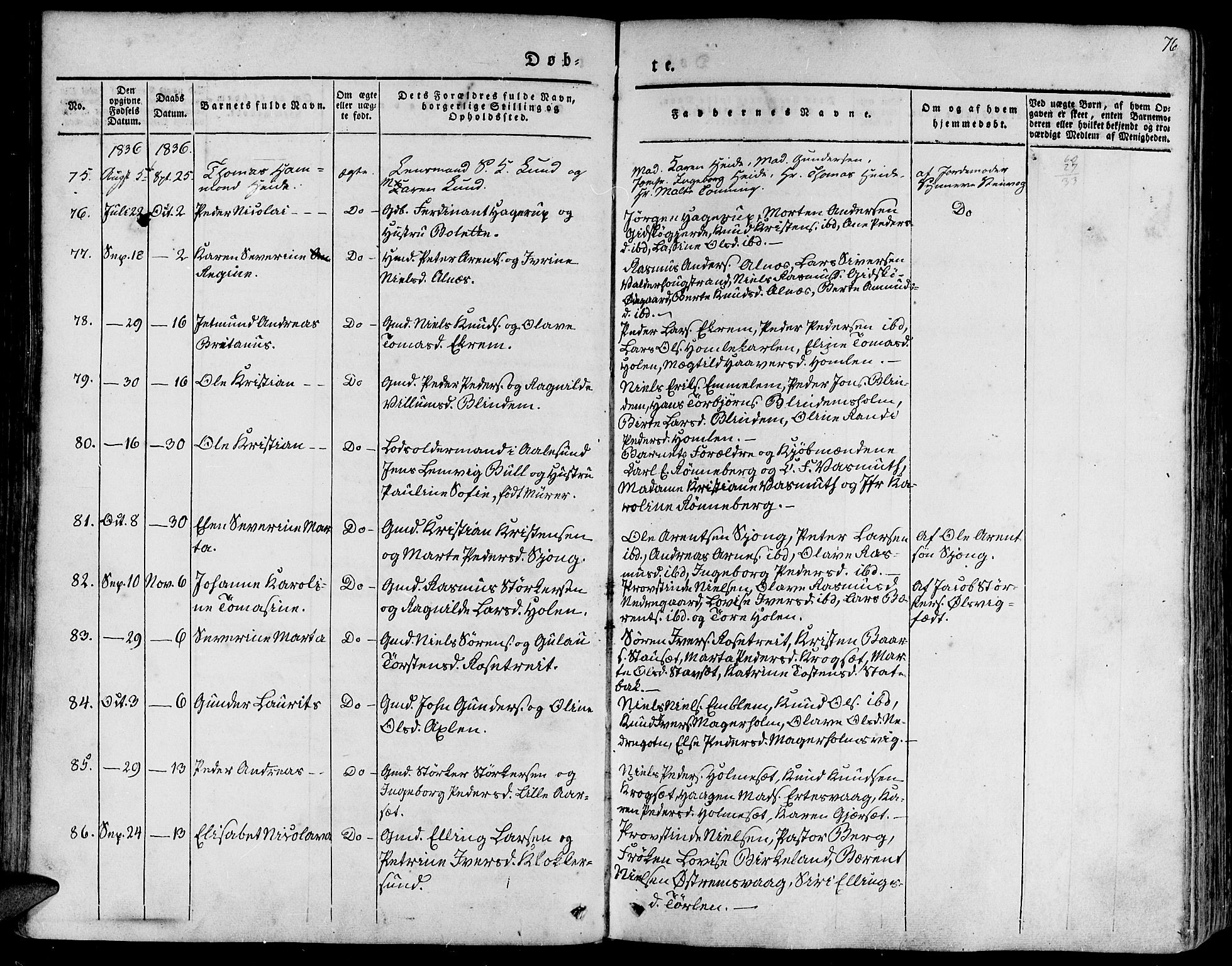 Ministerialprotokoller, klokkerbøker og fødselsregistre - Møre og Romsdal, AV/SAT-A-1454/528/L0395: Parish register (official) no. 528A06, 1828-1839, p. 76