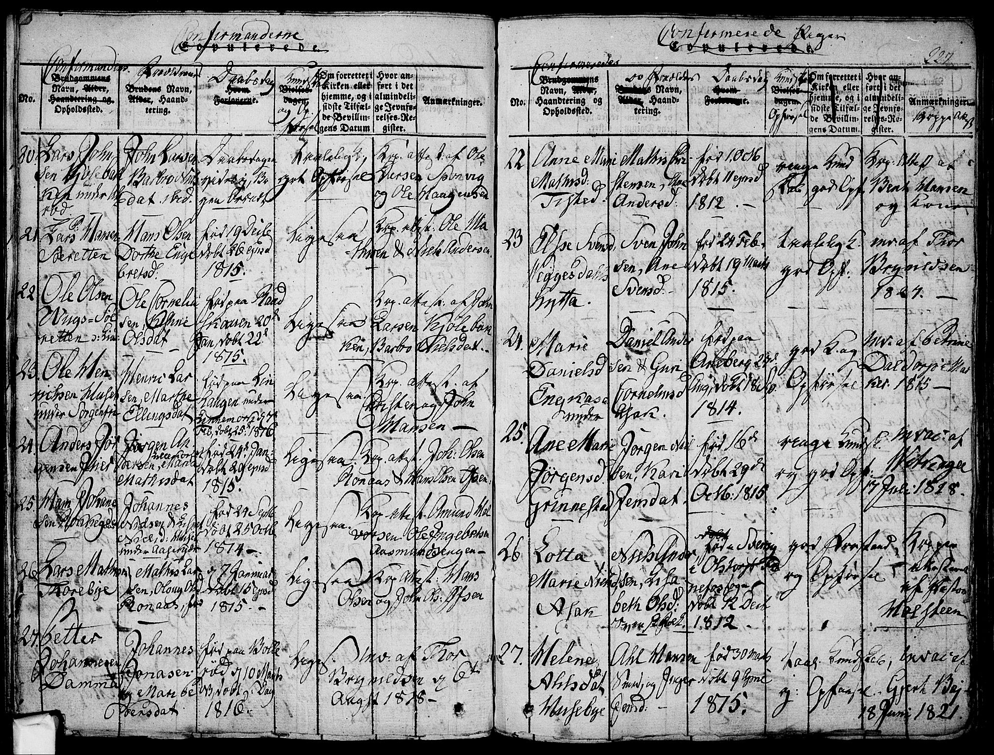 Berg prestekontor Kirkebøker, AV/SAO-A-10902/F/Fa/L0002: Parish register (official) no. I 2, 1815-1831, p. 227