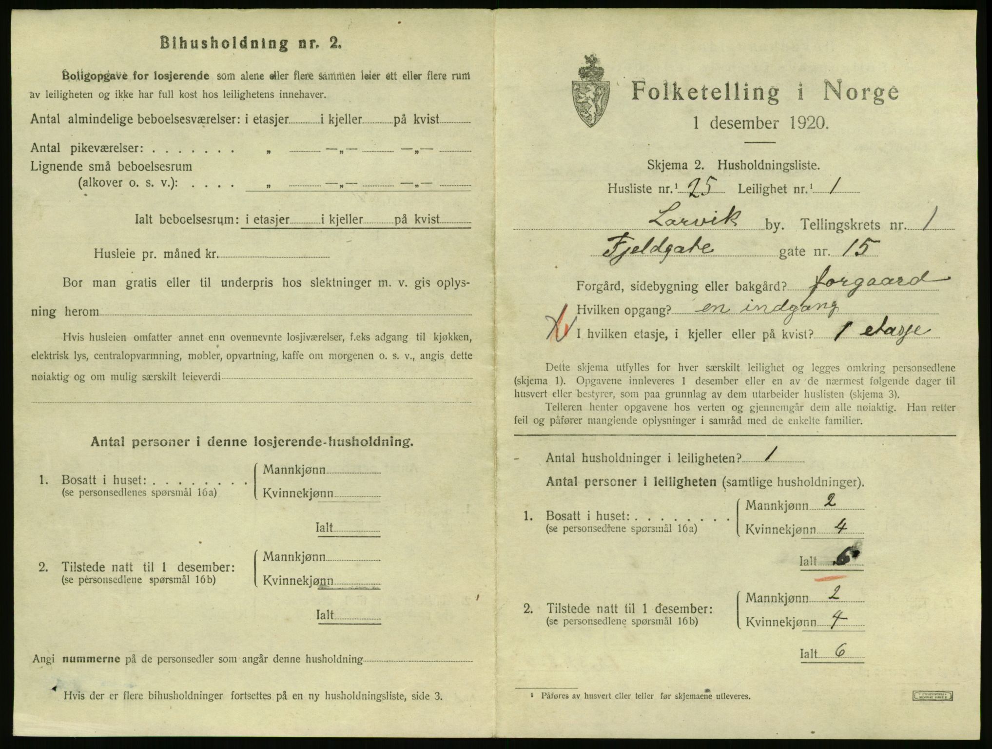 SAKO, 1920 census for Larvik, 1920, p. 3110