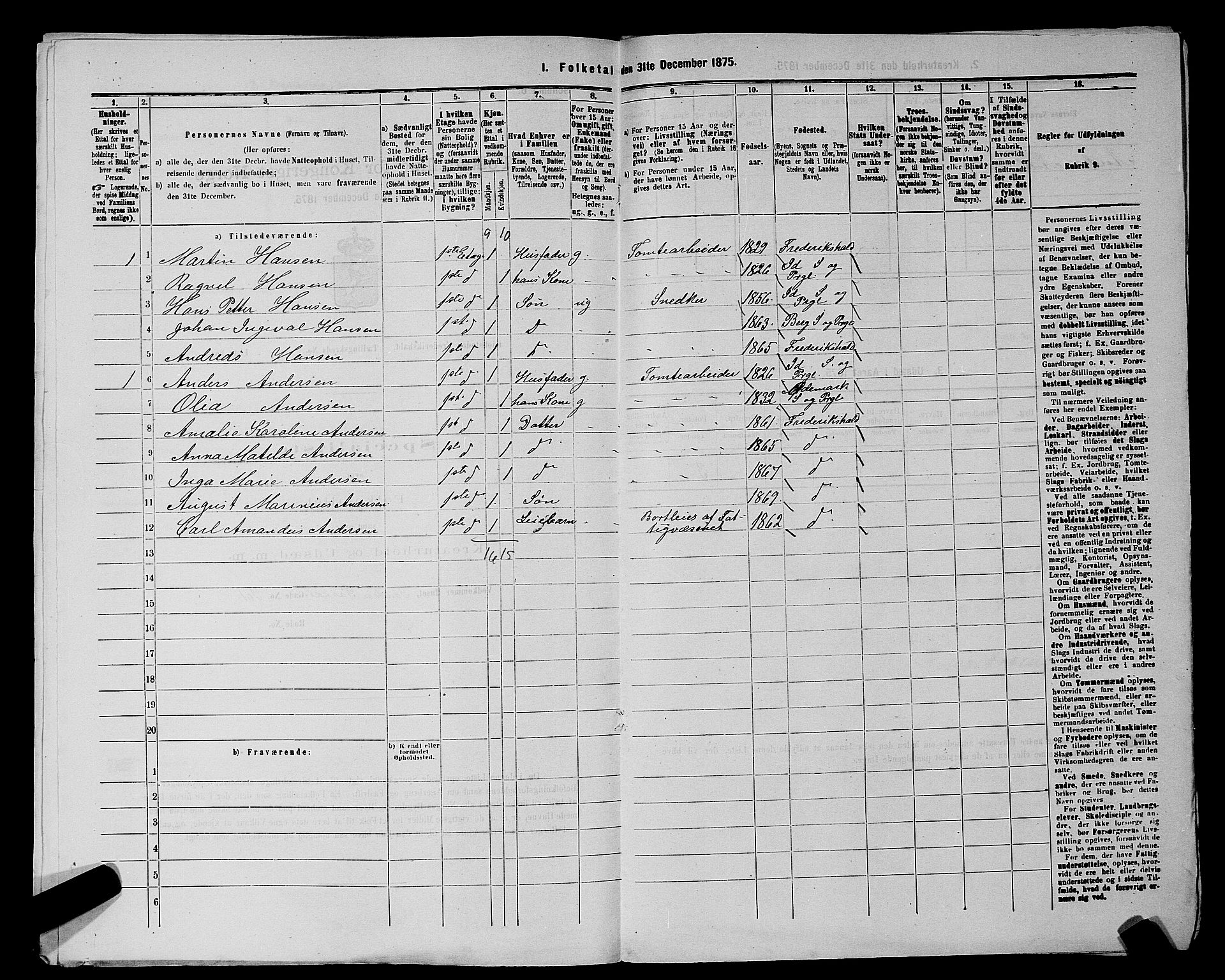 RA, 1875 census for 0101P Fredrikshald, 1875, p. 476