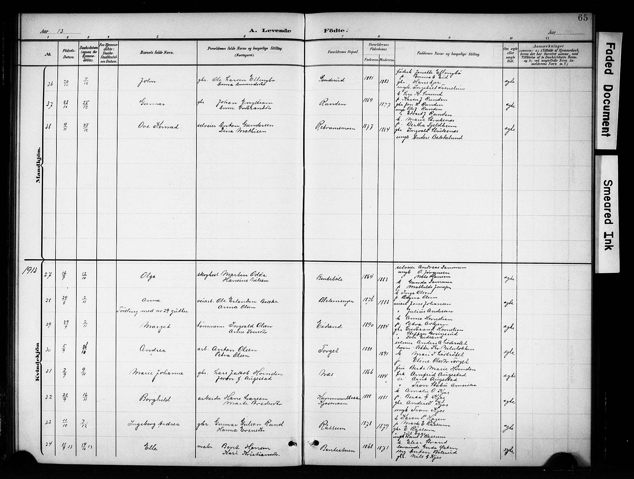 Brandbu prestekontor, SAH/PREST-114/H/Ha/Hab/L0005: Parish register (copy) no. 5, 1900-1913, p. 65