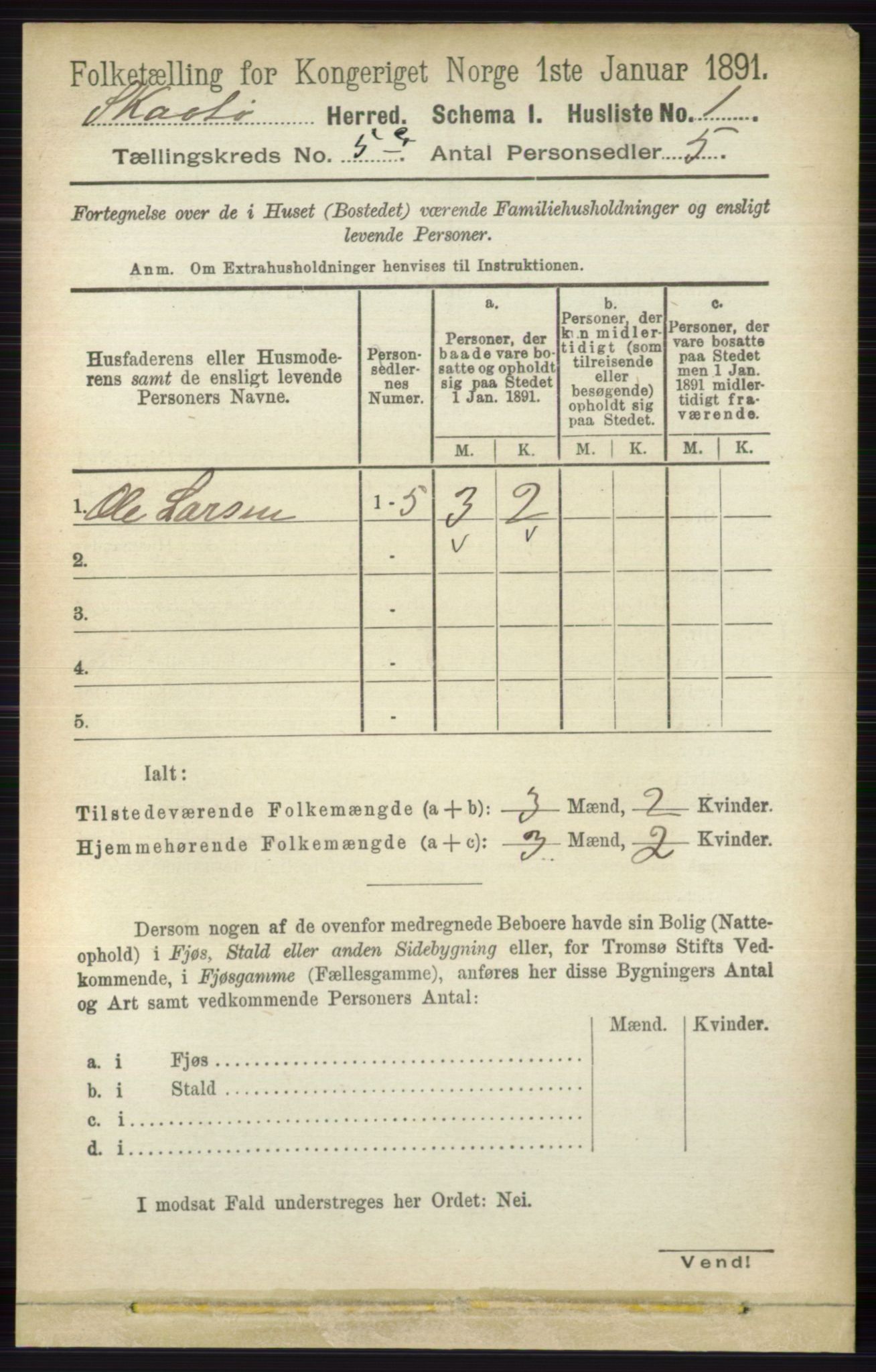 RA, 1891 census for 0815 Skåtøy, 1891, p. 2636