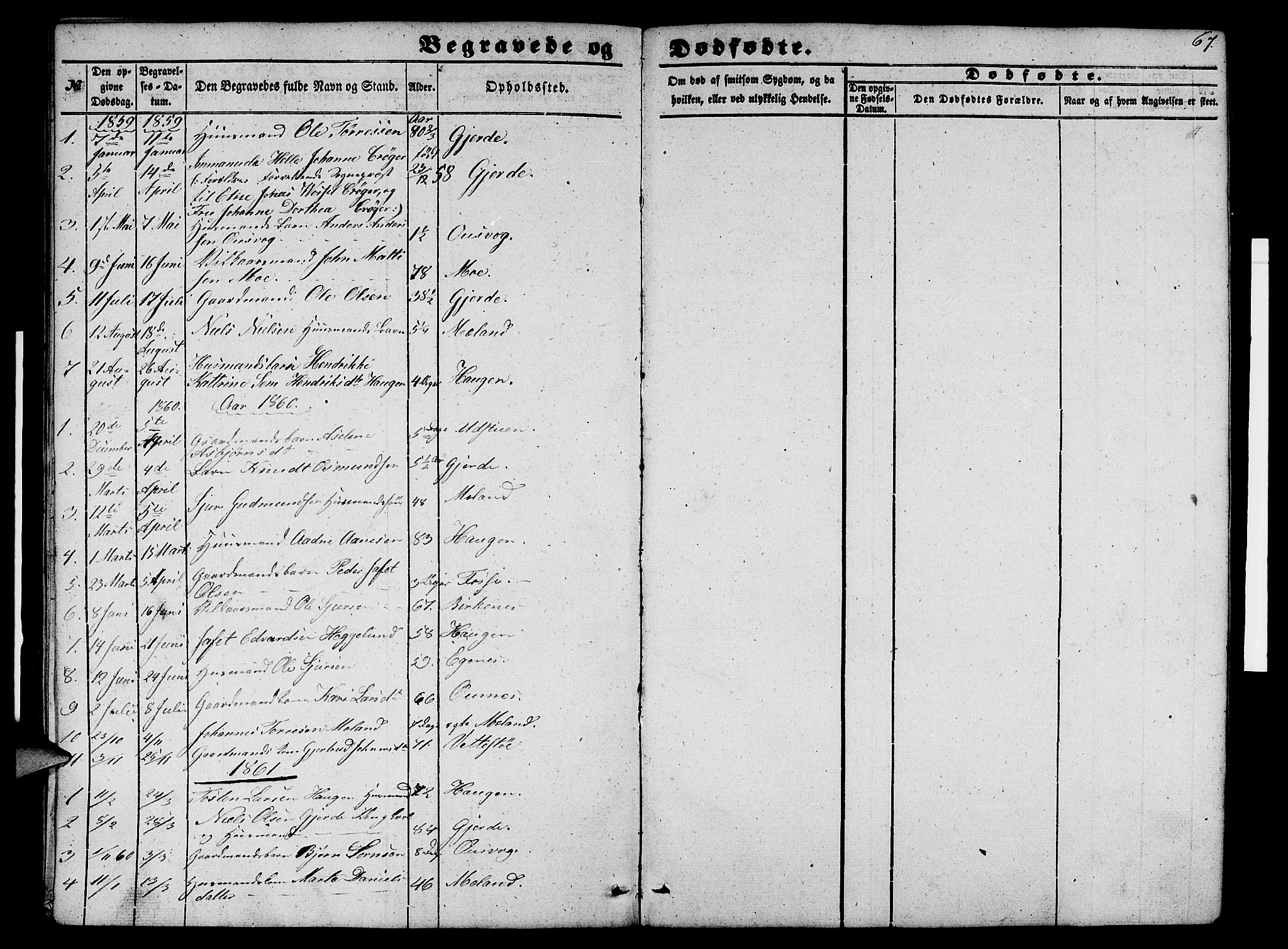 Etne sokneprestembete, SAB/A-75001/H/Hab: Parish register (copy) no. B 2, 1851-1866, p. 67