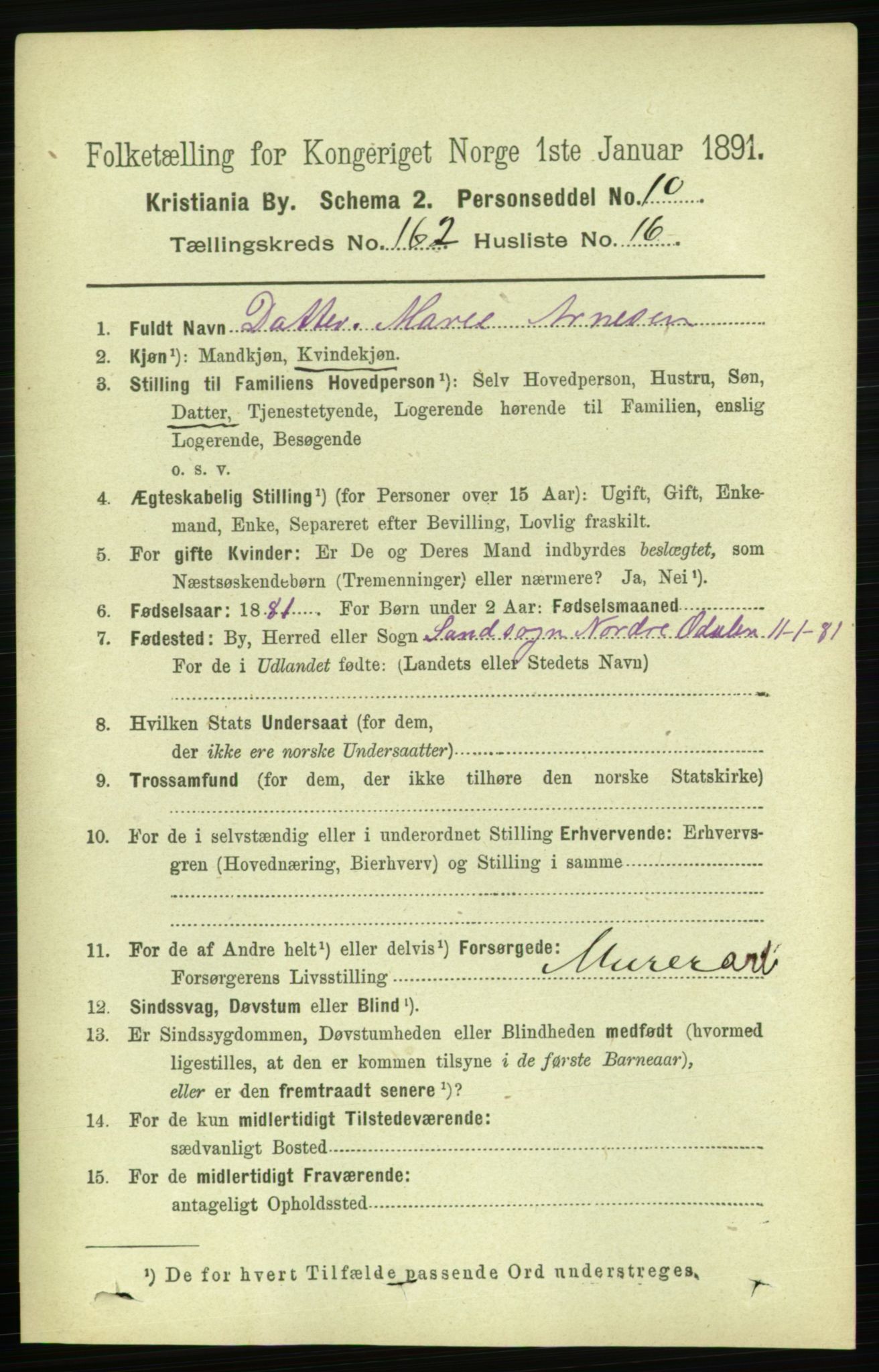 RA, 1891 census for 0301 Kristiania, 1891, p. 93390