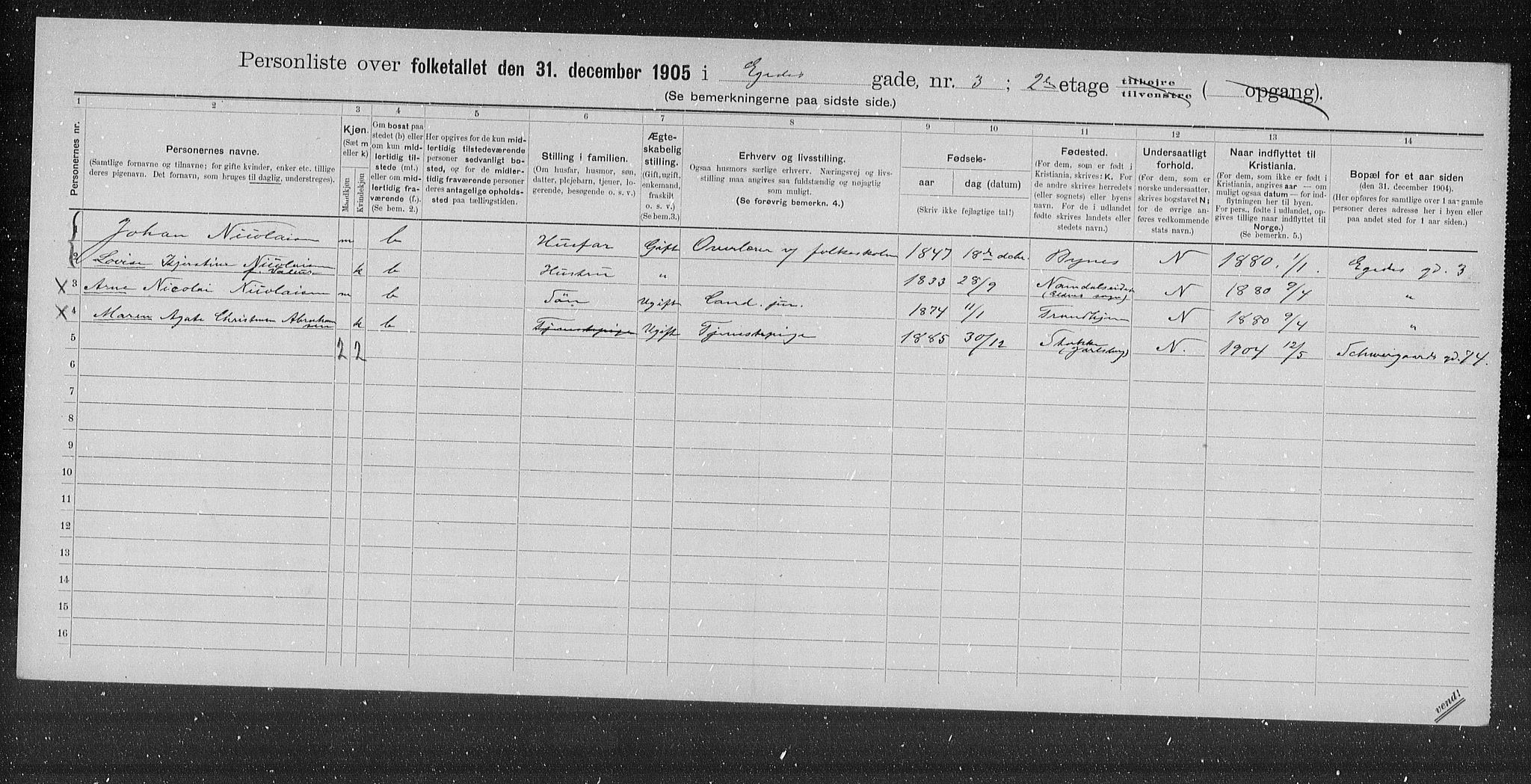 OBA, Municipal Census 1905 for Kristiania, 1905, p. 9796