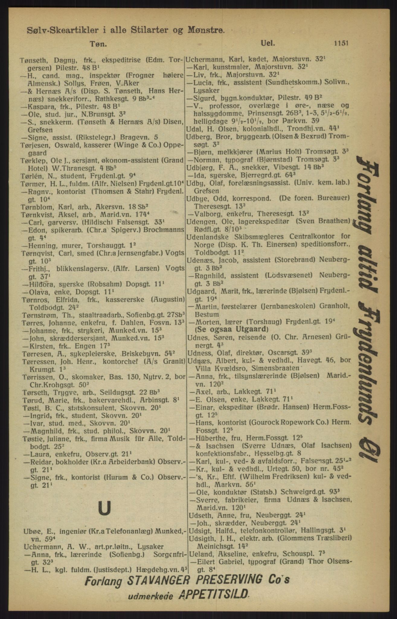 Kristiania/Oslo adressebok, PUBL/-, 1915, p. 1151