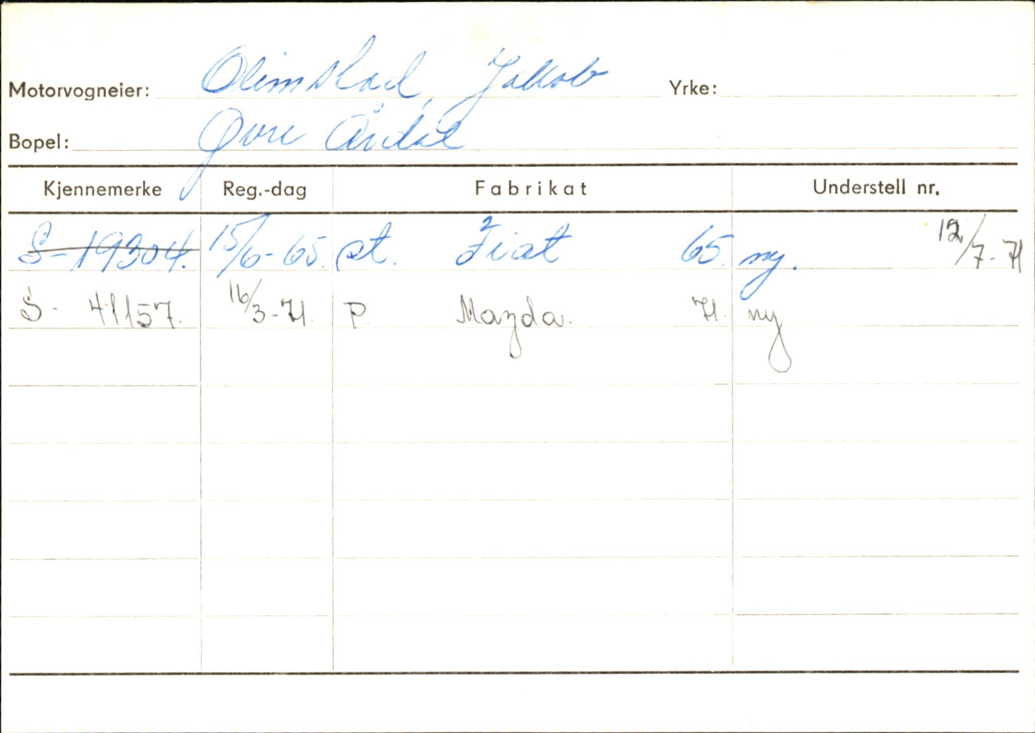 Statens vegvesen, Sogn og Fjordane vegkontor, AV/SAB-A-5301/4/F/L0145: Registerkort Vågsøy S-Å. Årdal I-P, 1945-1975, p. 2259